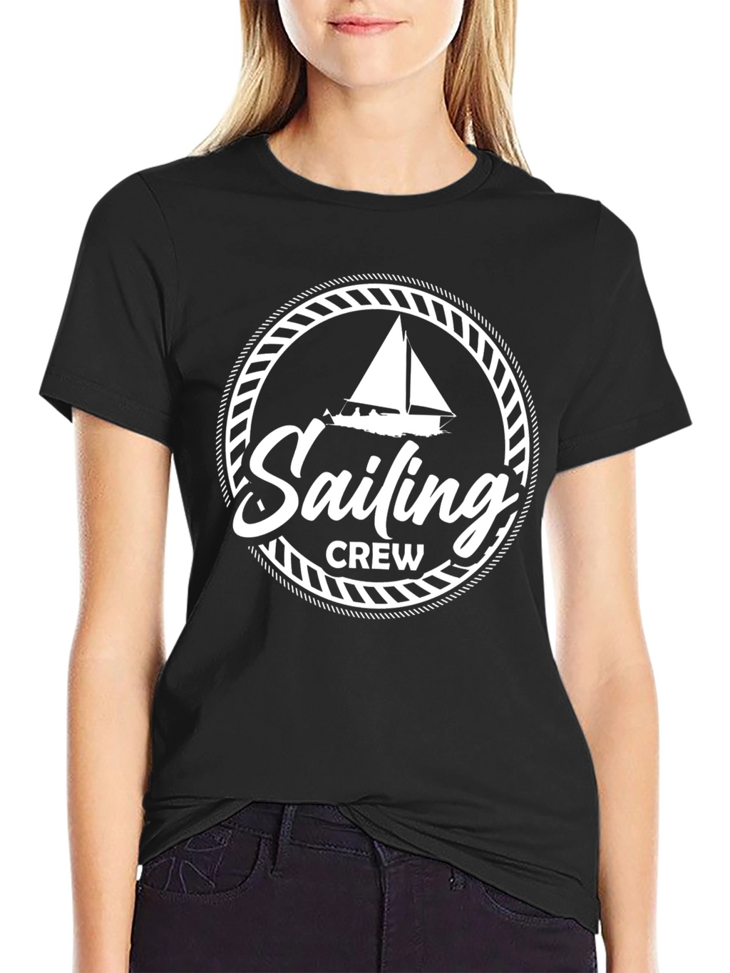 Sailing Crew Graphic Black T-Shirt