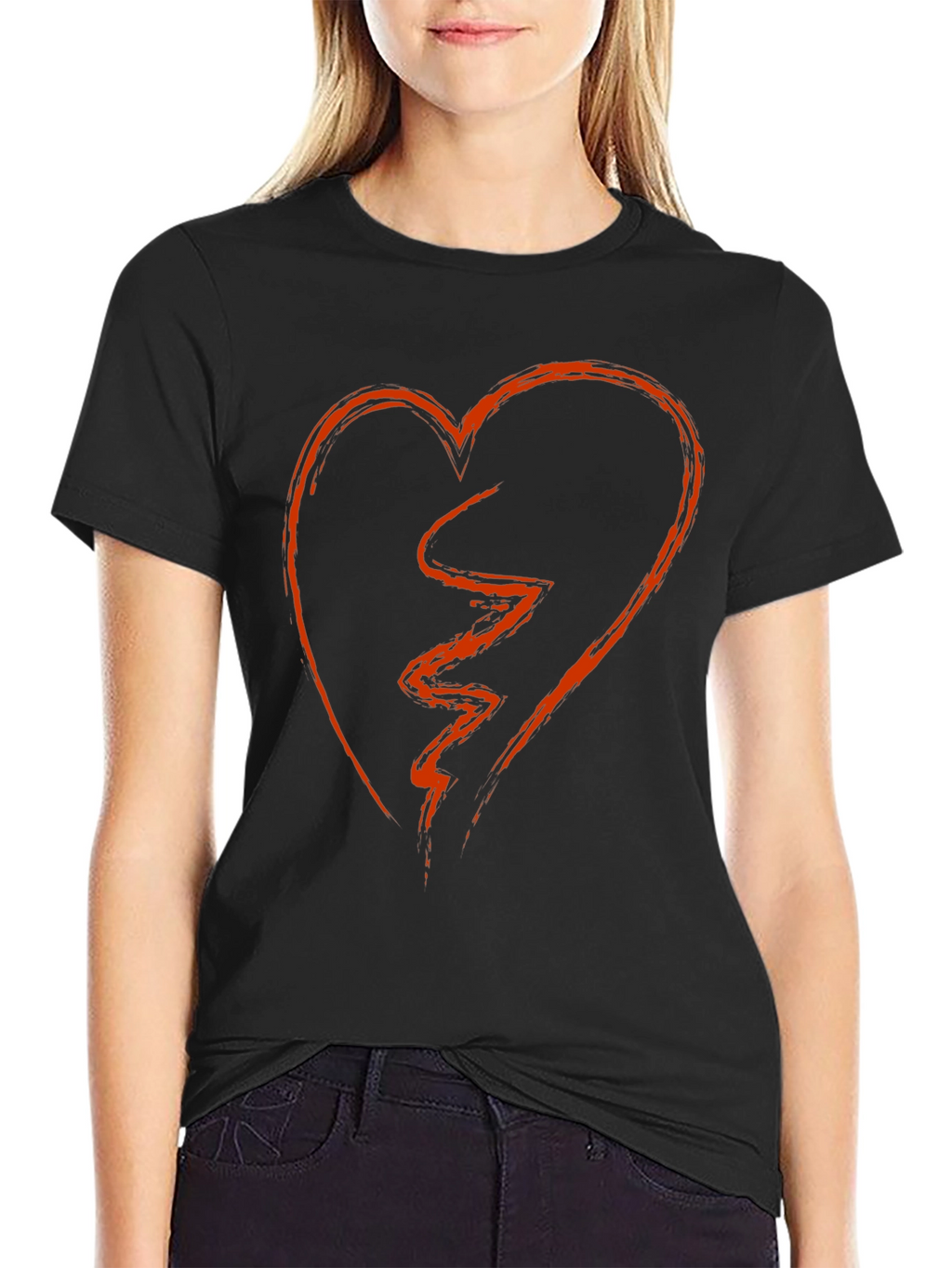 Broken Heart Graphic Tee - Black Short Sleeve