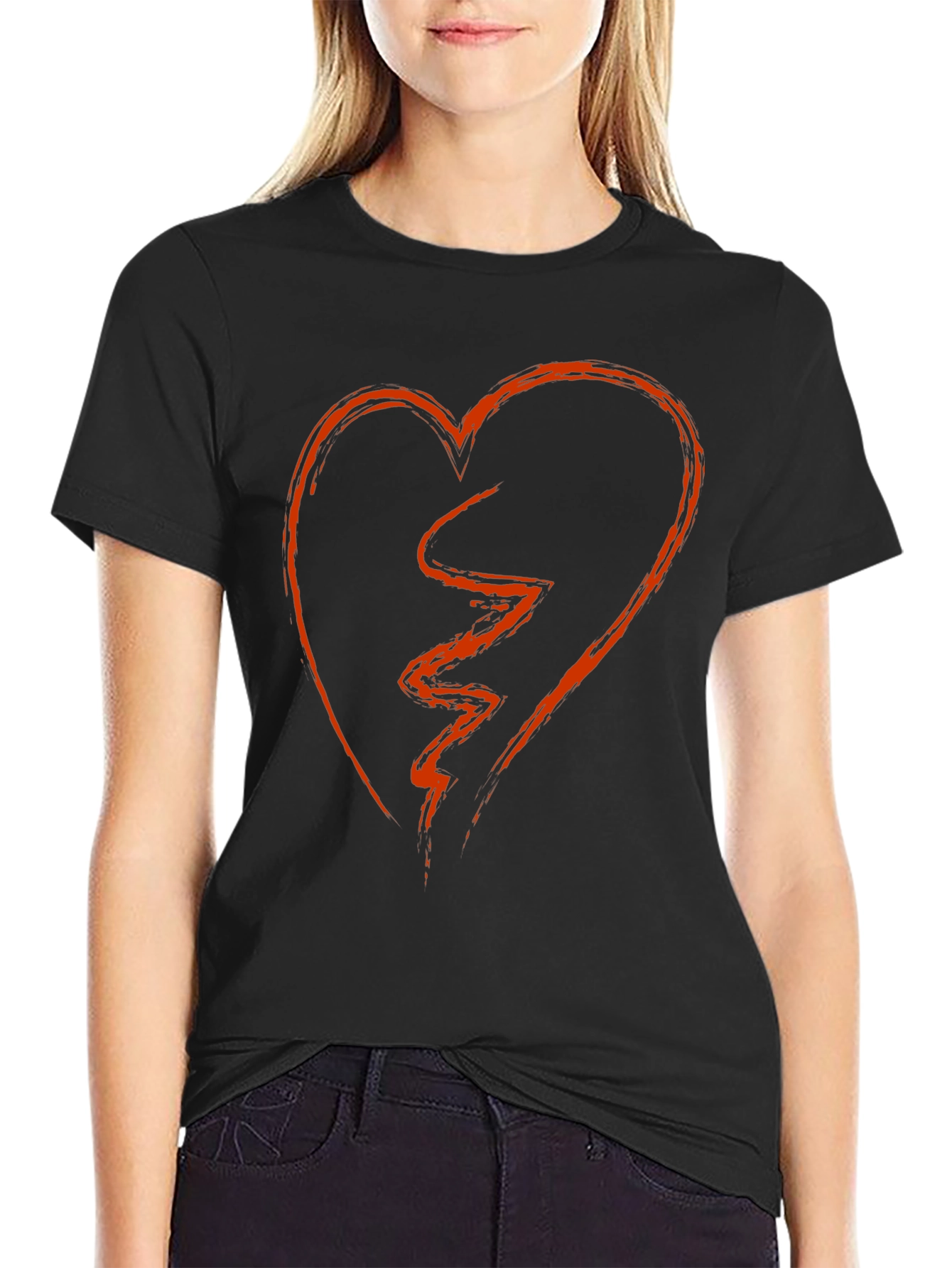 Broken Heart Graphic Tee - Black Short Sleeve