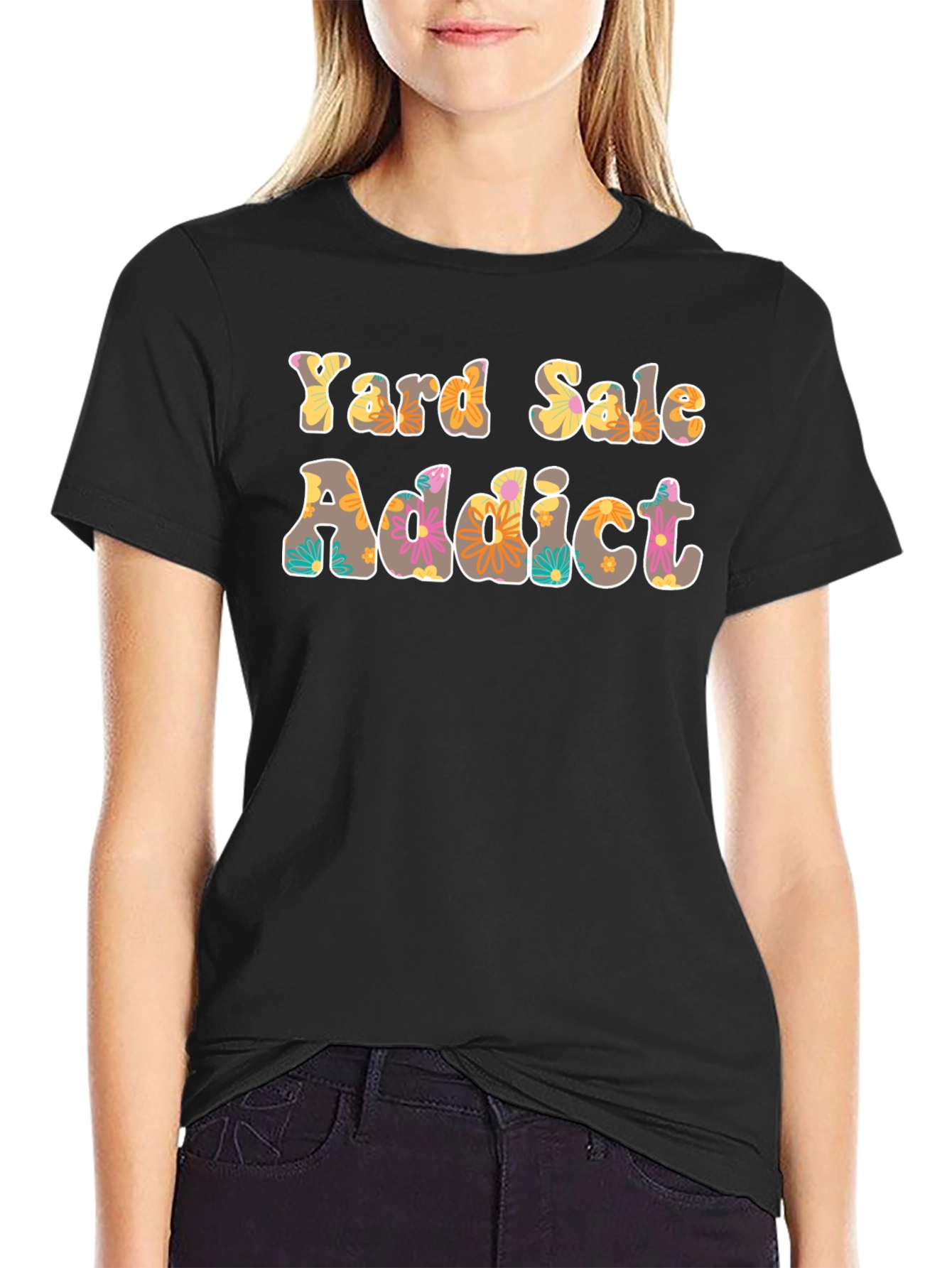 Yard Sale Addict Floral Print T-Shirt