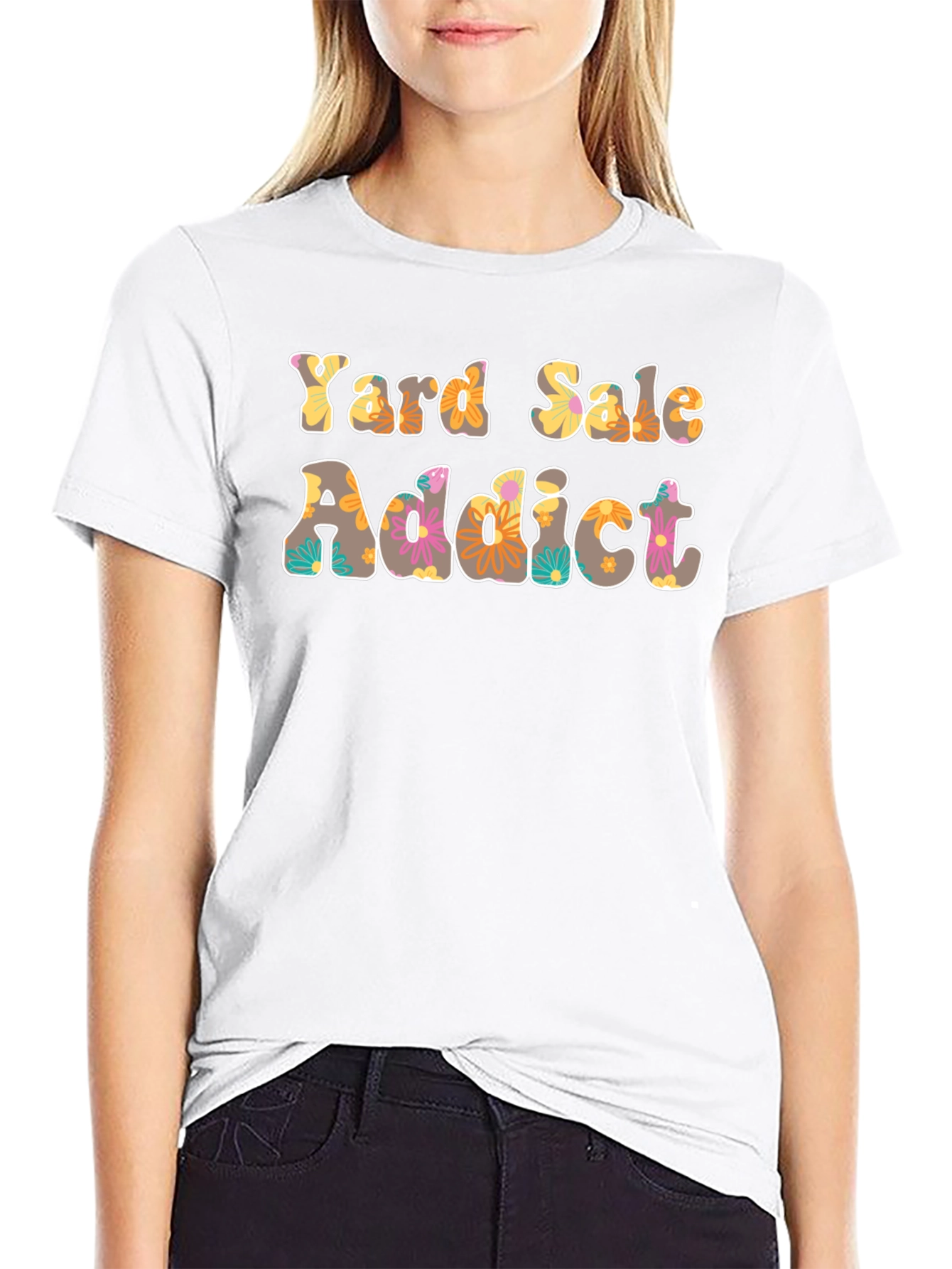 Yard Sale Addict Floral Print T-Shirt