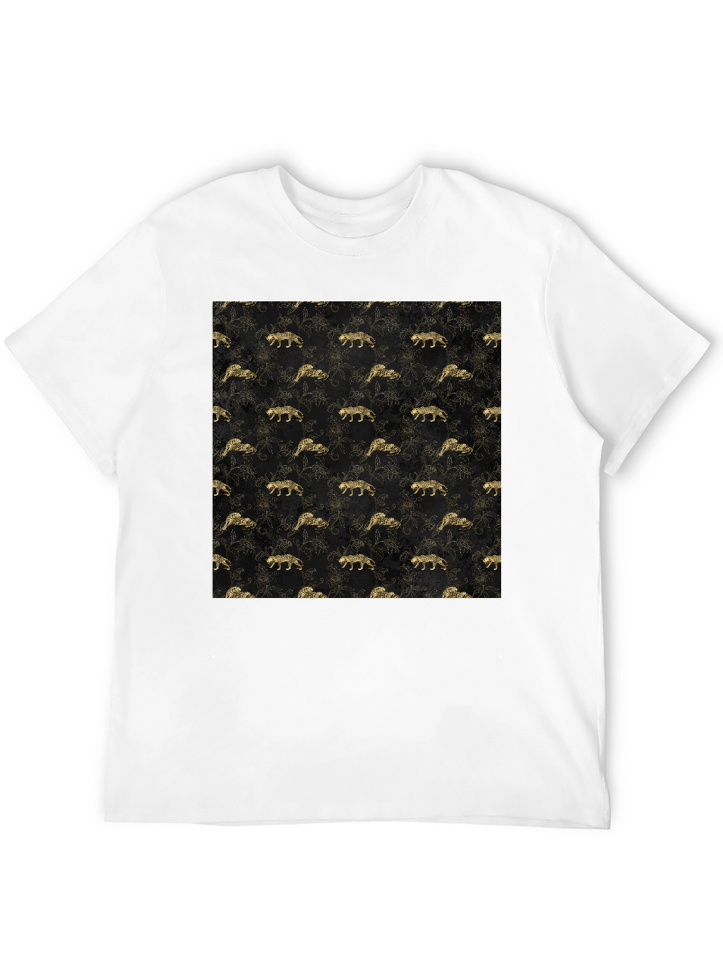 Gold Leopard Print Black T-Shirt