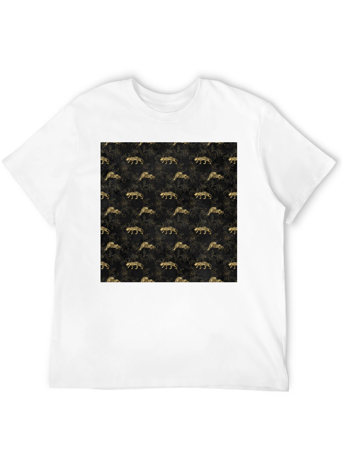 Gold Leopard Print Black T-Shirt