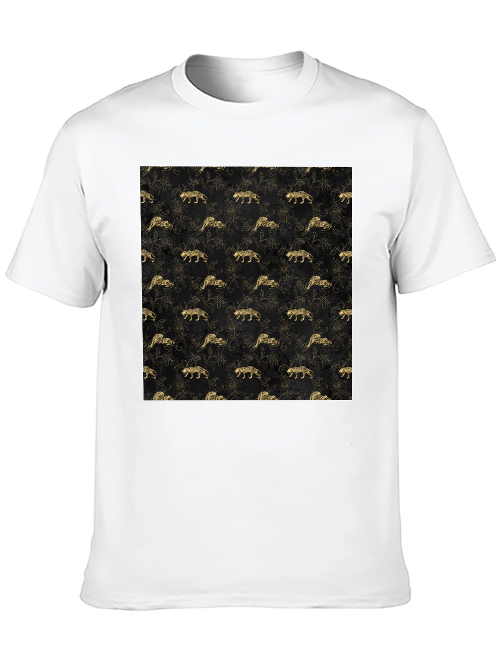 Gold Leopard Print Black T-Shirt