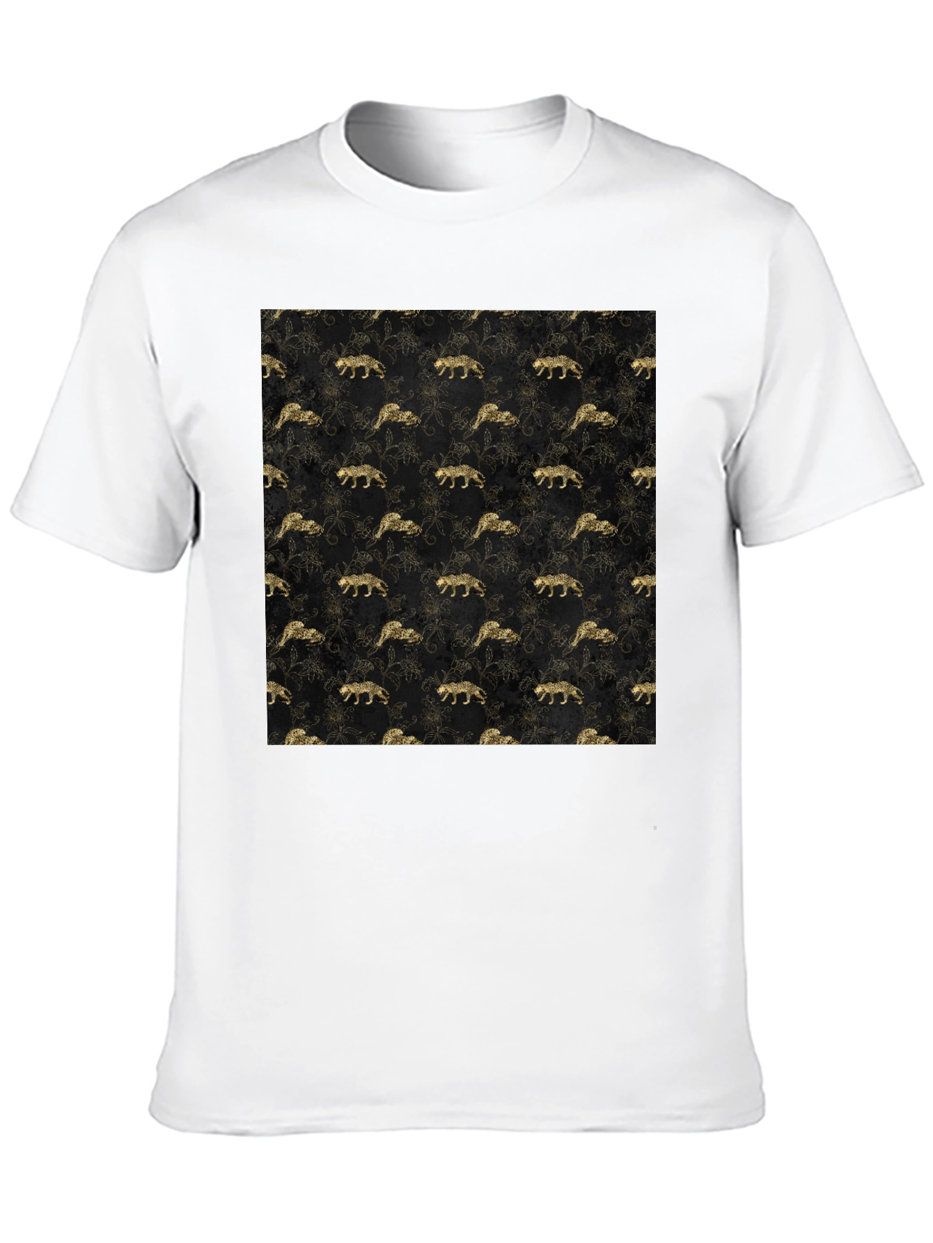 Gold Leopard Print Black T-Shirt