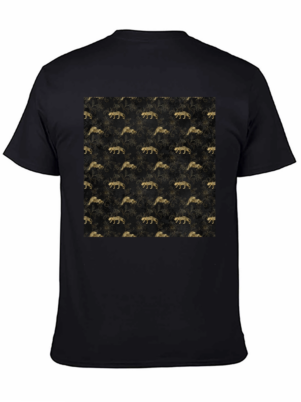 Gold Leopard Print Black T-Shirt