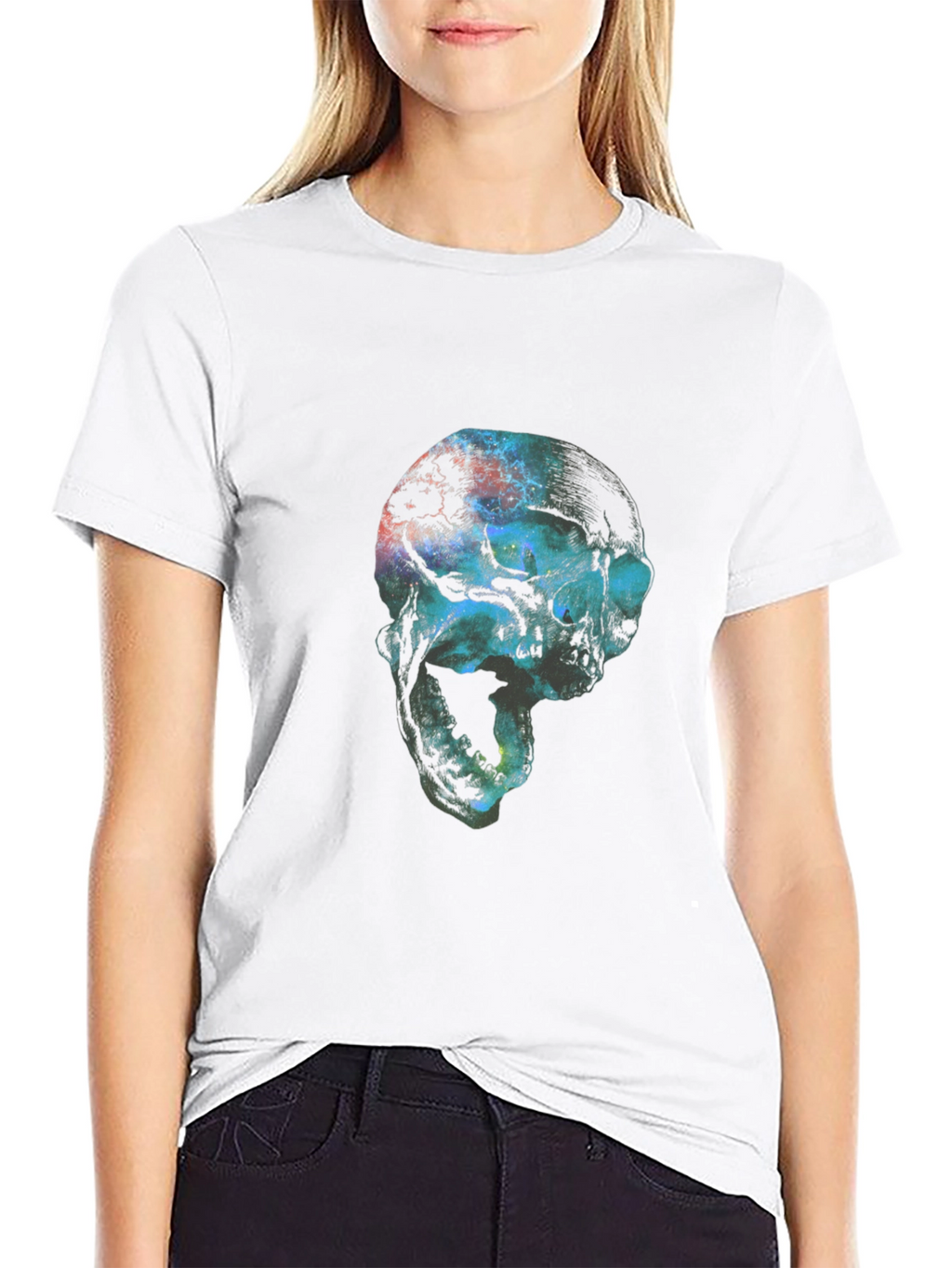 Cosmic Skull Graphic Black T-Shirt