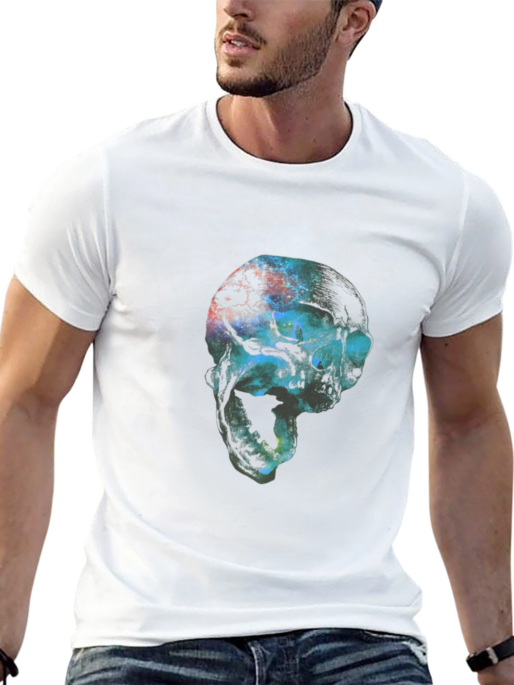Cosmic Skull Graphic Black T-Shirt