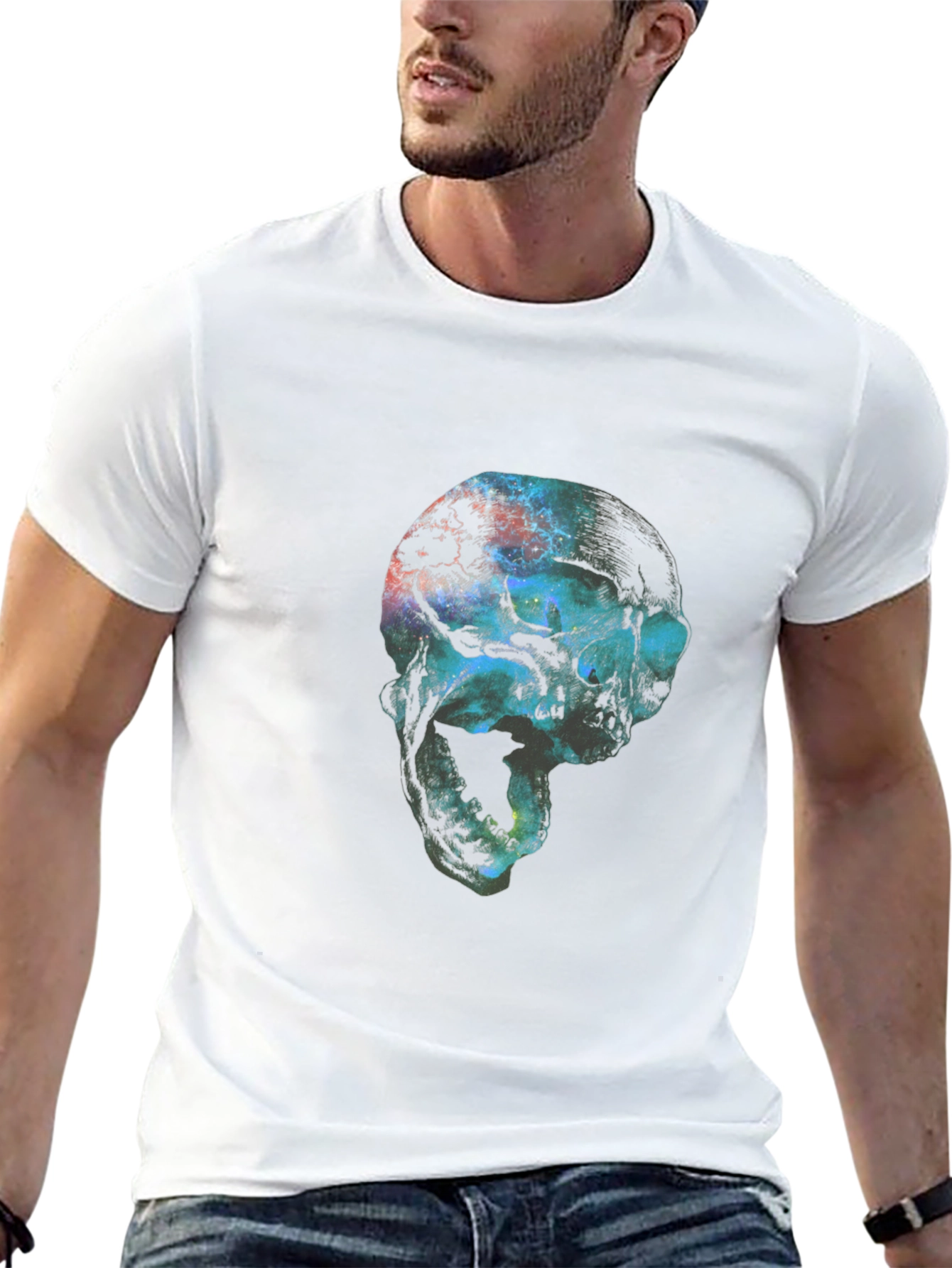 Cosmic Skull Graphic Black T-Shirt