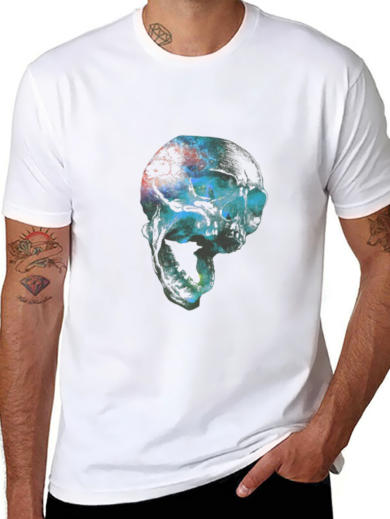 Cosmic Skull Graphic Black T-Shirt
