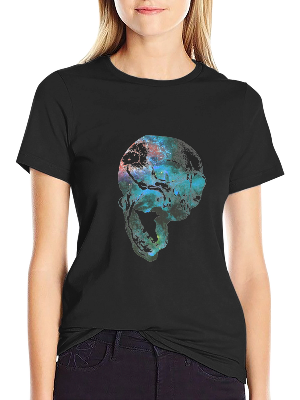 Cosmic Skull Graphic Black T-Shirt