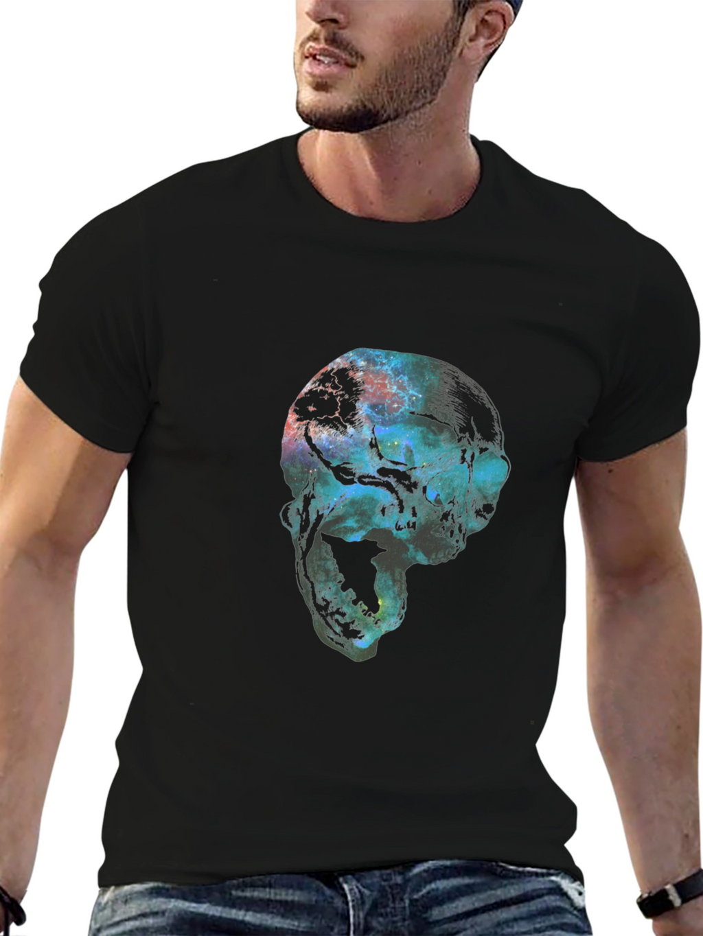Cosmic Skull Graphic Black T-Shirt