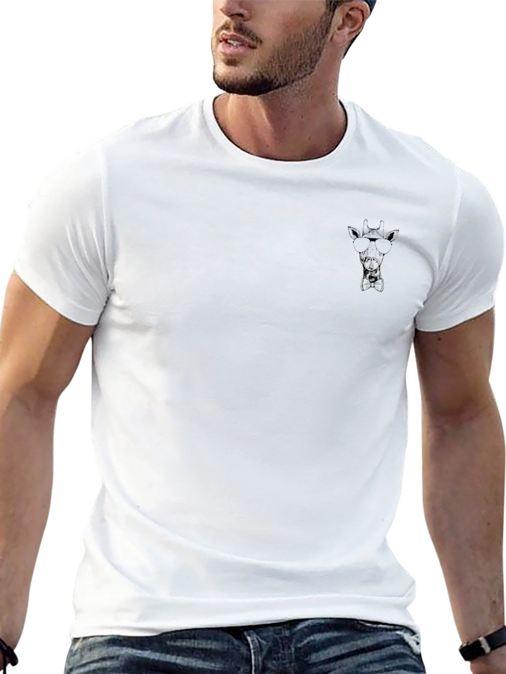 Cool Black Giraffe Graphic T-Shirt