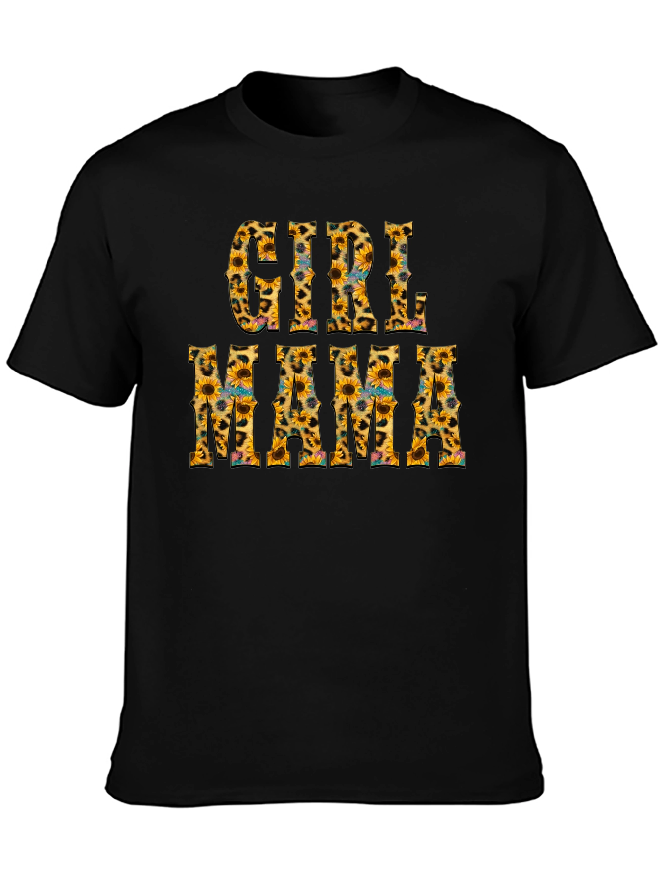 Girl Mama Sunflower Leopard Print T-Shirt