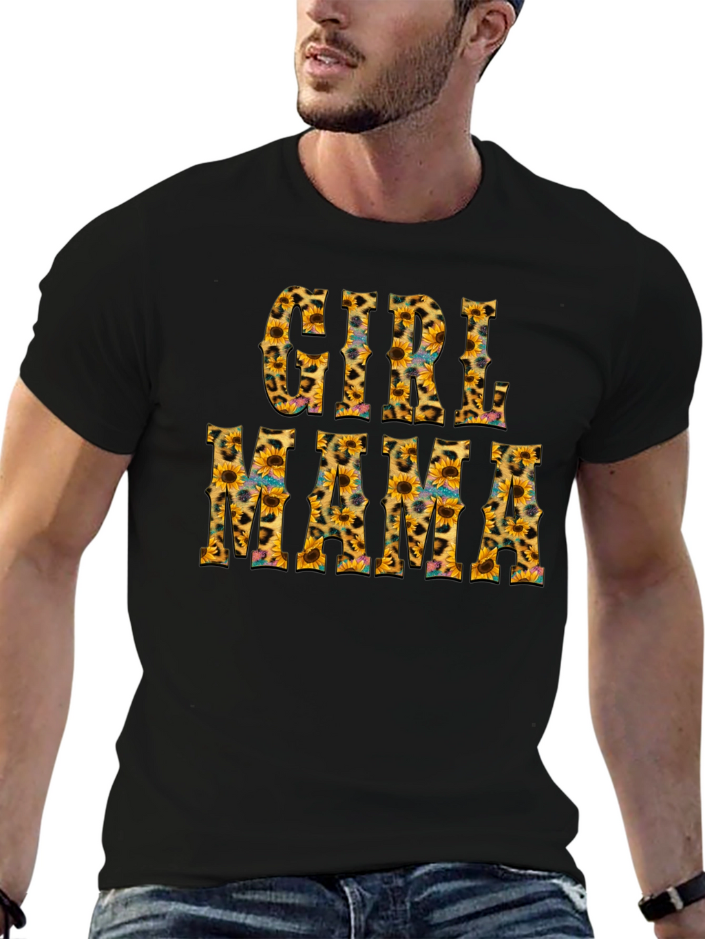 Girl Mama Sunflower Leopard Print T-Shirt