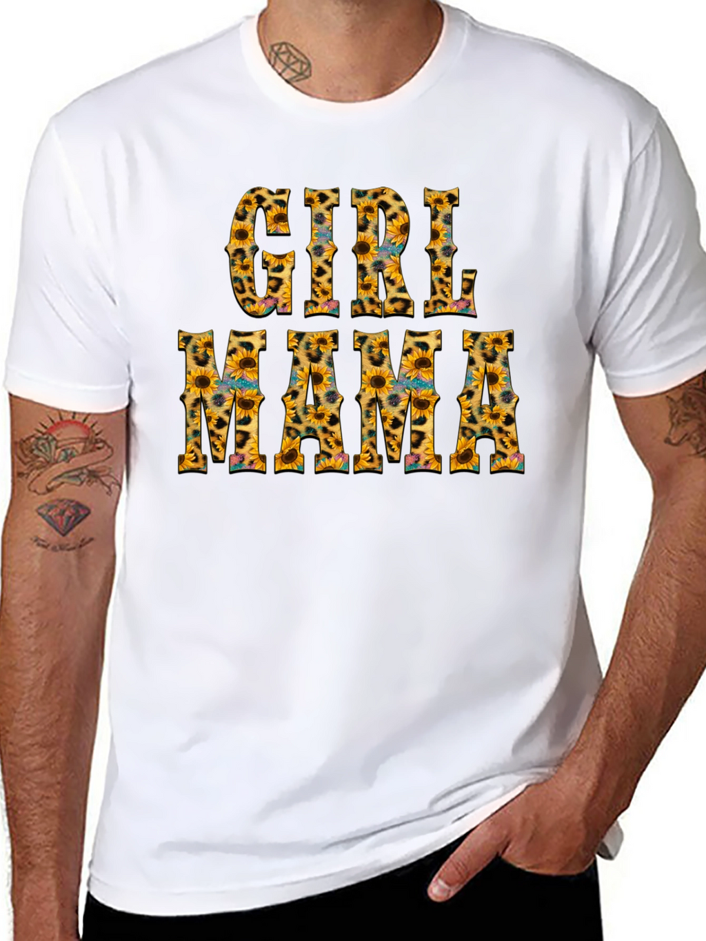 Girl Mama Sunflower Leopard Print T-Shirt