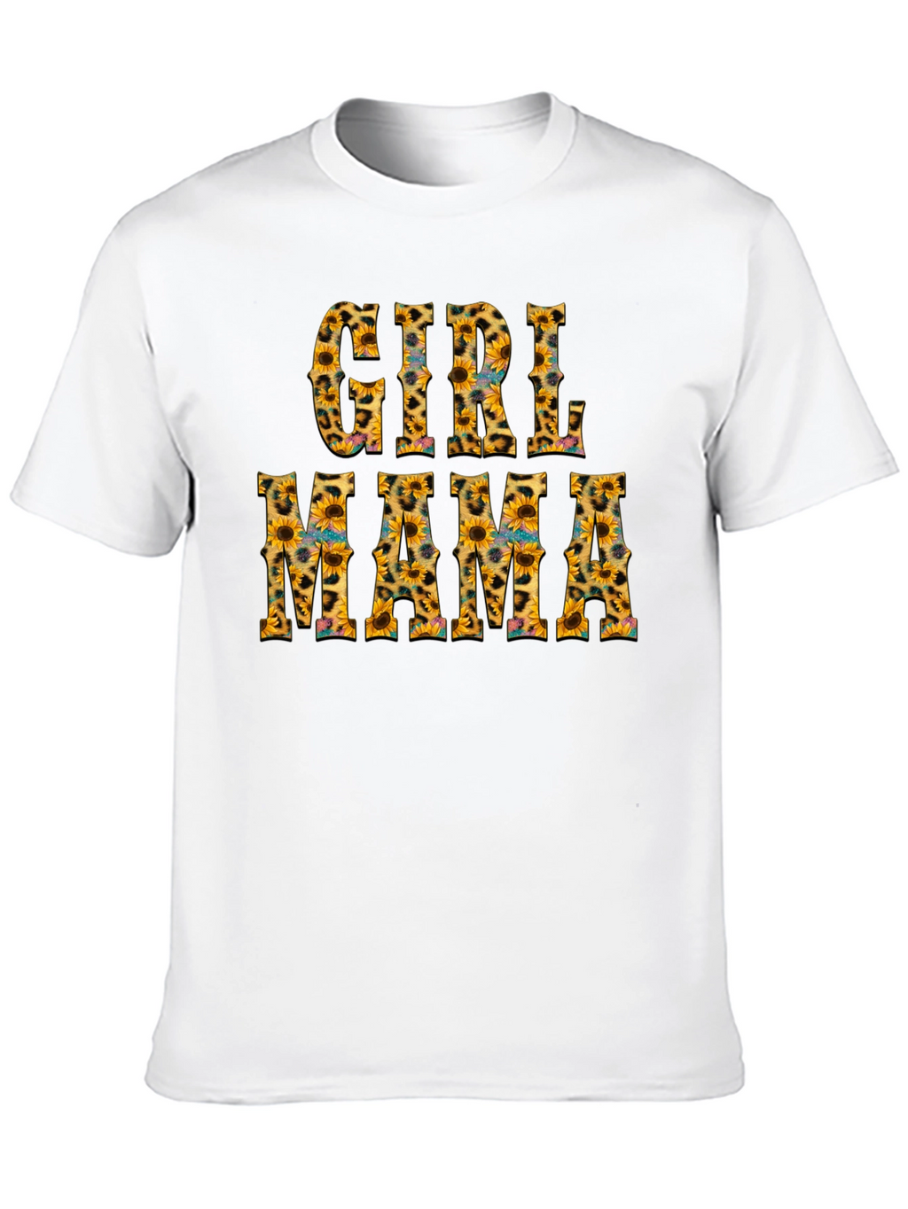 Girl Mama Sunflower Leopard Print T-Shirt
