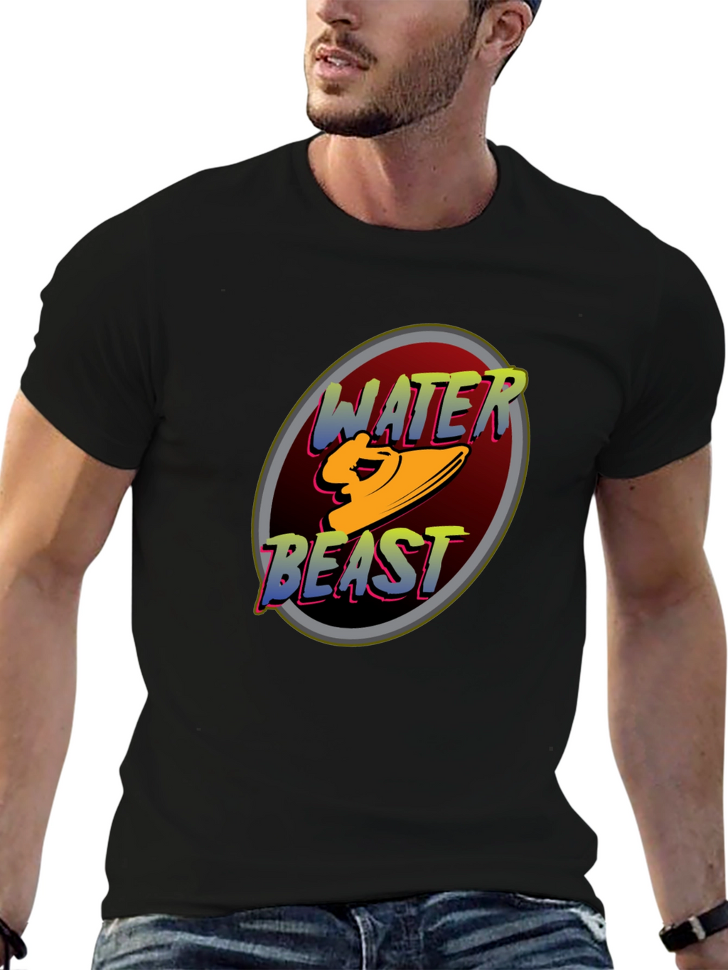 Water Beast Graphic Tee - Black Cotton Blend