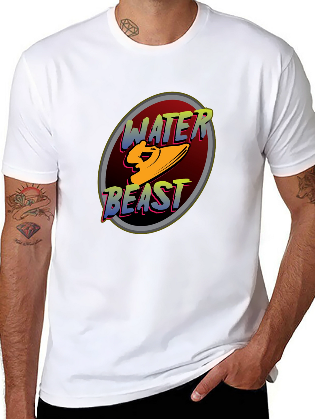 Water Beast Graphic Tee - Black Cotton Blend