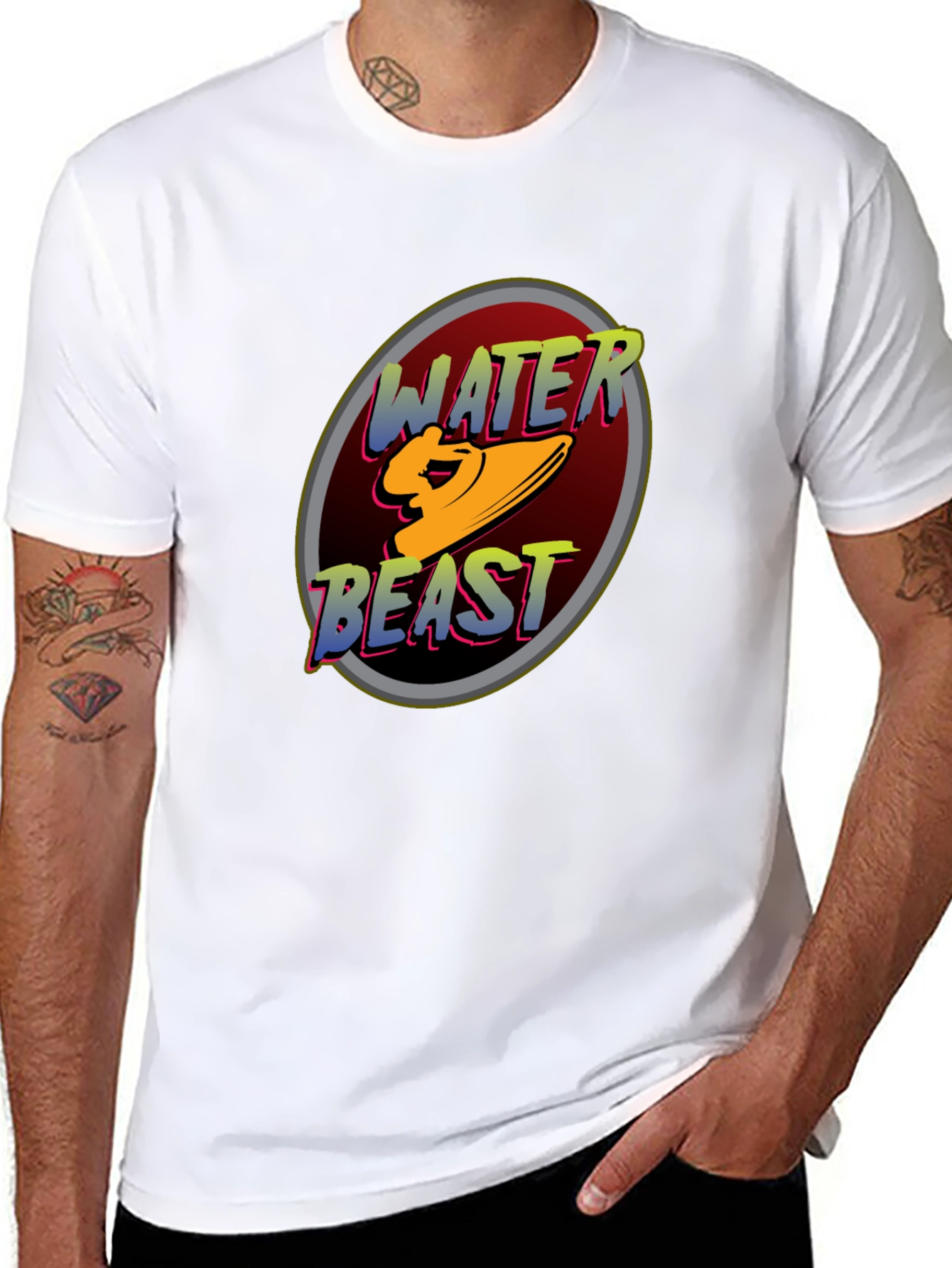 Water Beast Graphic Tee - Black Cotton Blend