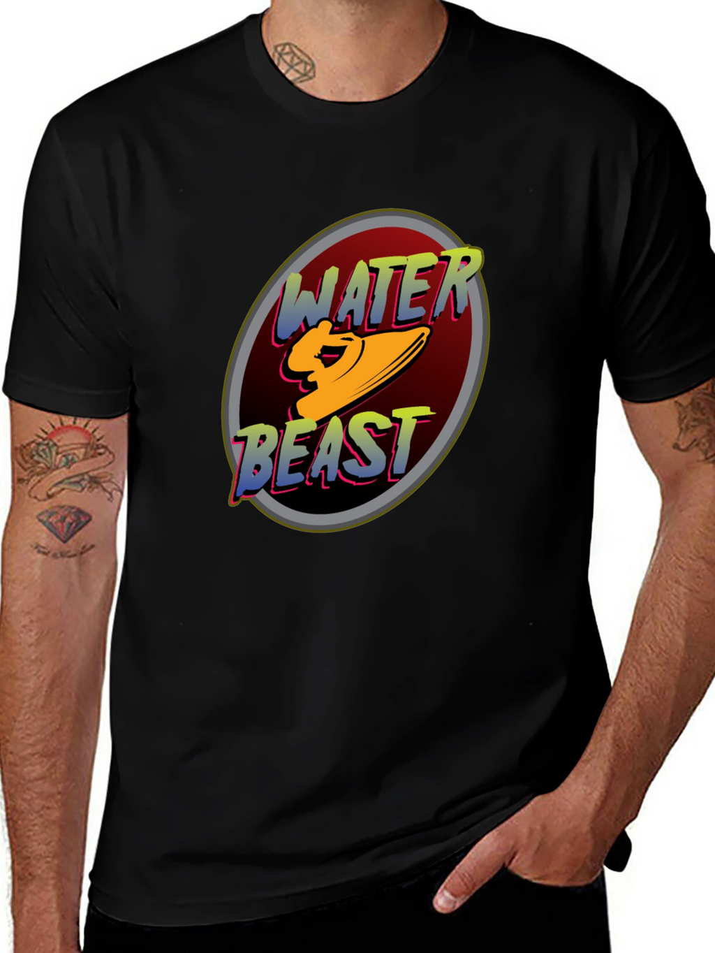 Water Beast Graphic Tee - Black Cotton Blend