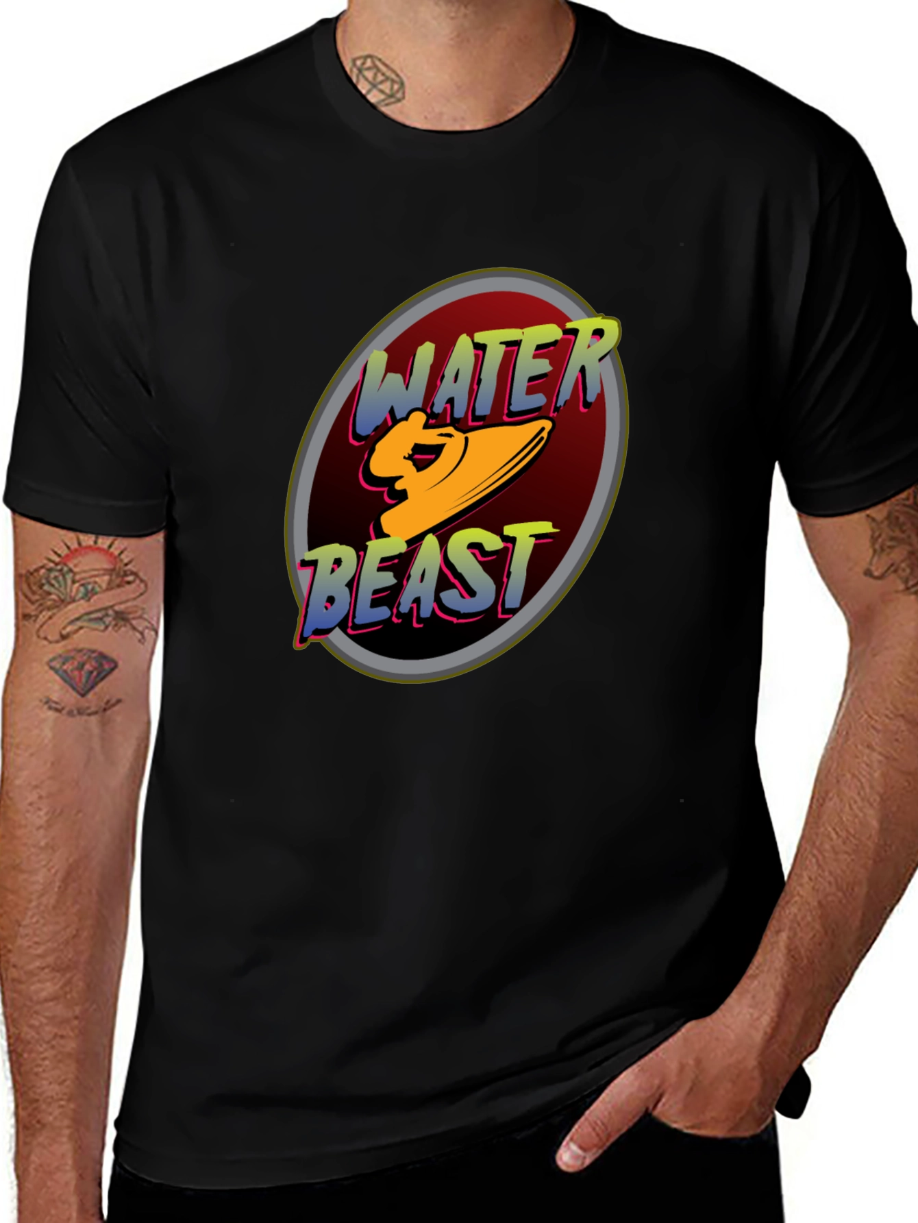 Water Beast Graphic Tee - Black Cotton Blend
