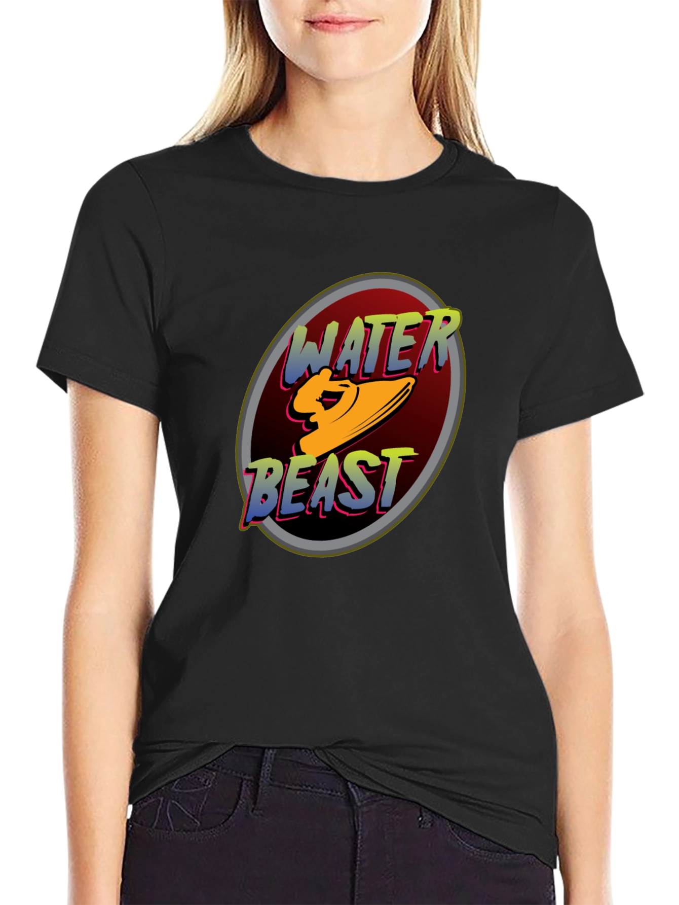 Water Beast Graphic Tee - Black Cotton Blend