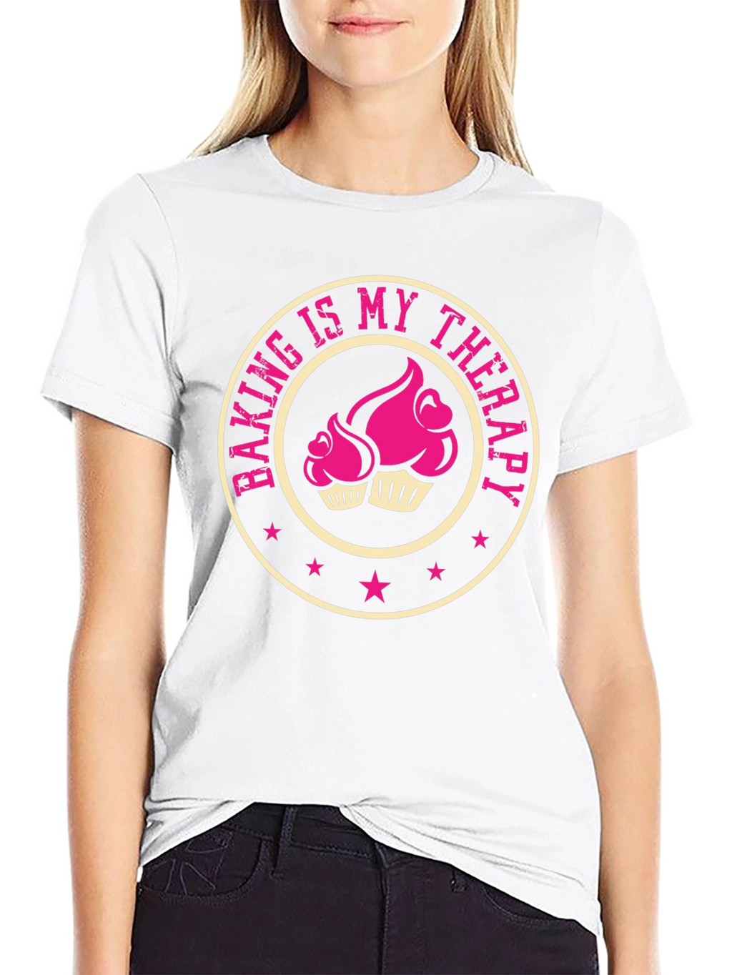 Baking is My Therapy T-Shirt - Cupcake Design