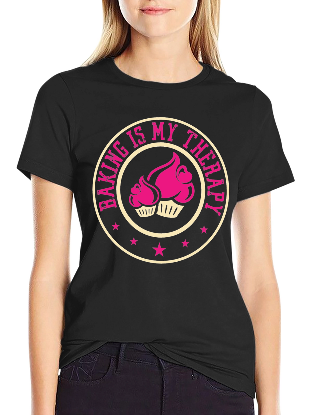 Baking is My Therapy T-Shirt - Cupcake Design