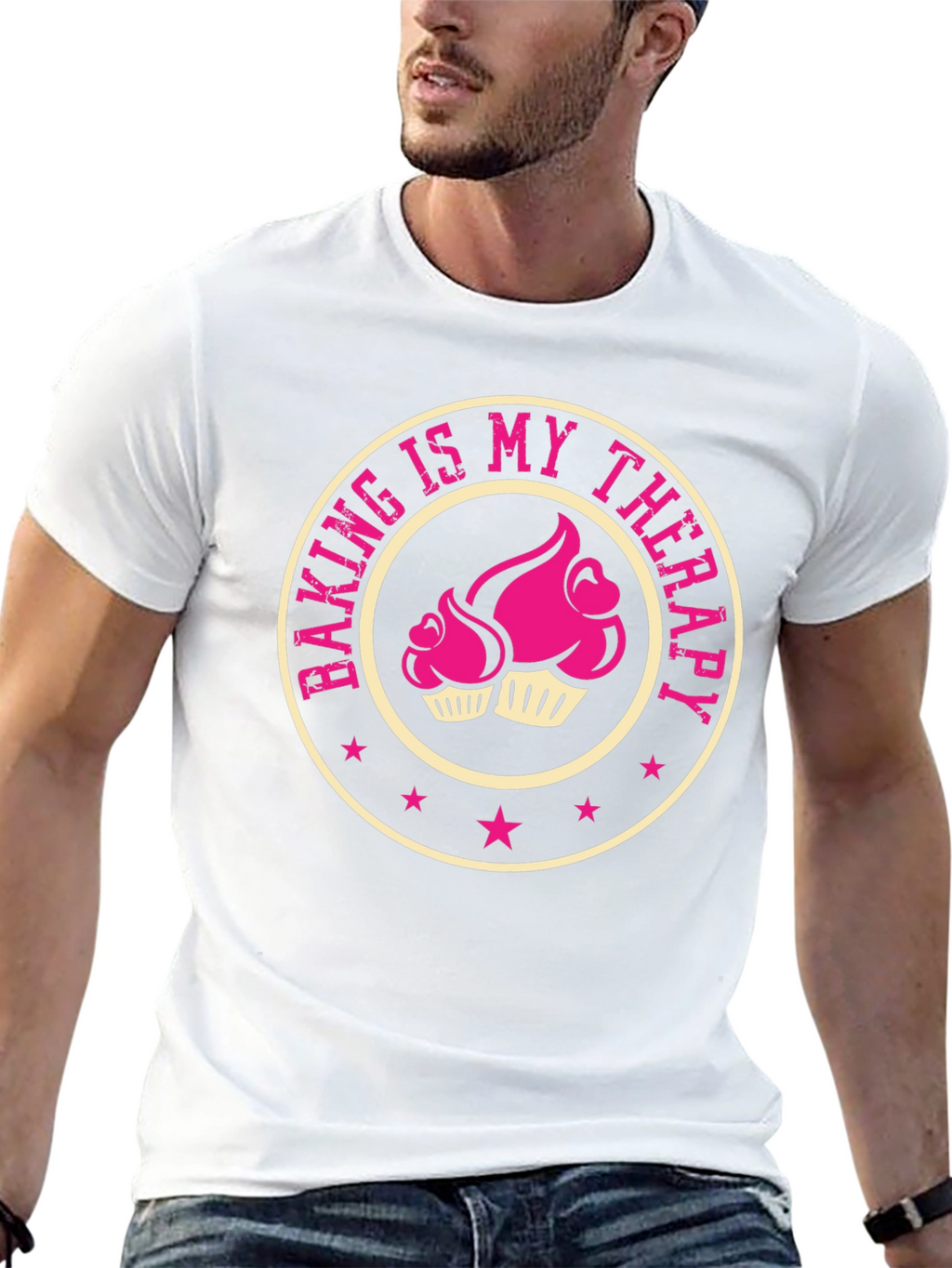 Baking is My Therapy T-Shirt - Cupcake Design