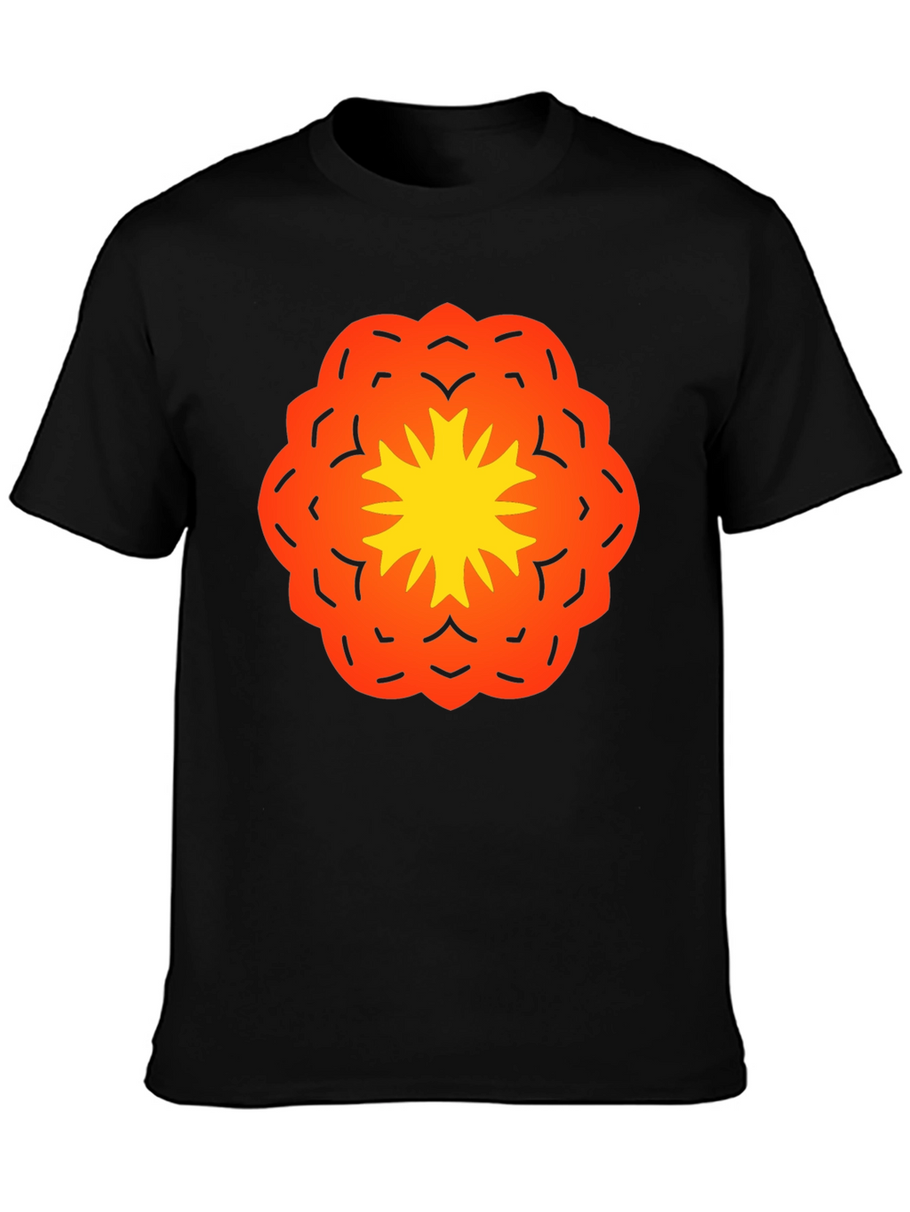 Vibrant Flower Graphic Black T-Shirt