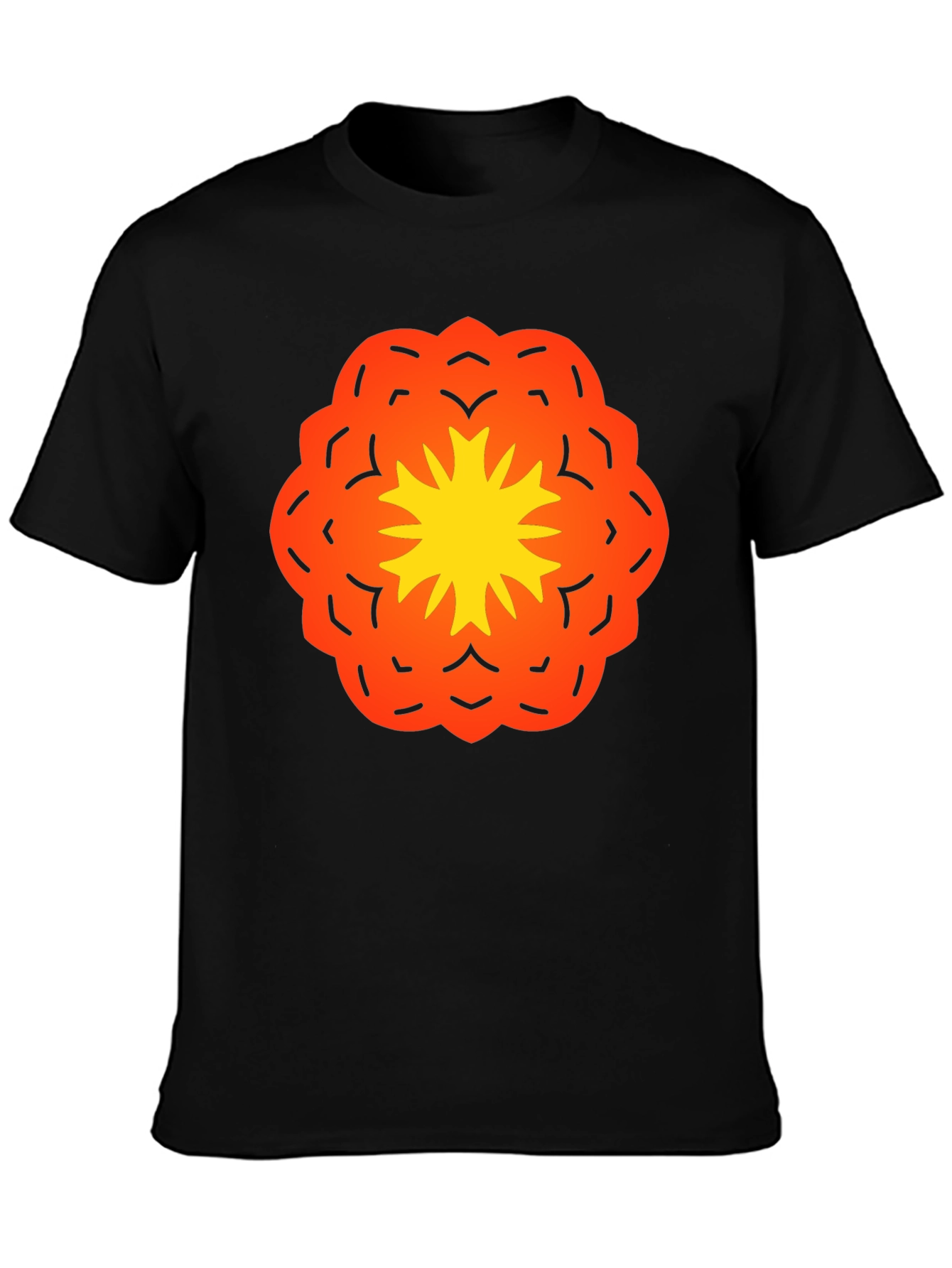 Vibrant Flower Graphic Black T-Shirt