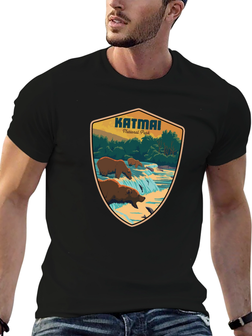 Katmai National Park Graphic Tee - Black Cotton T-Shirt