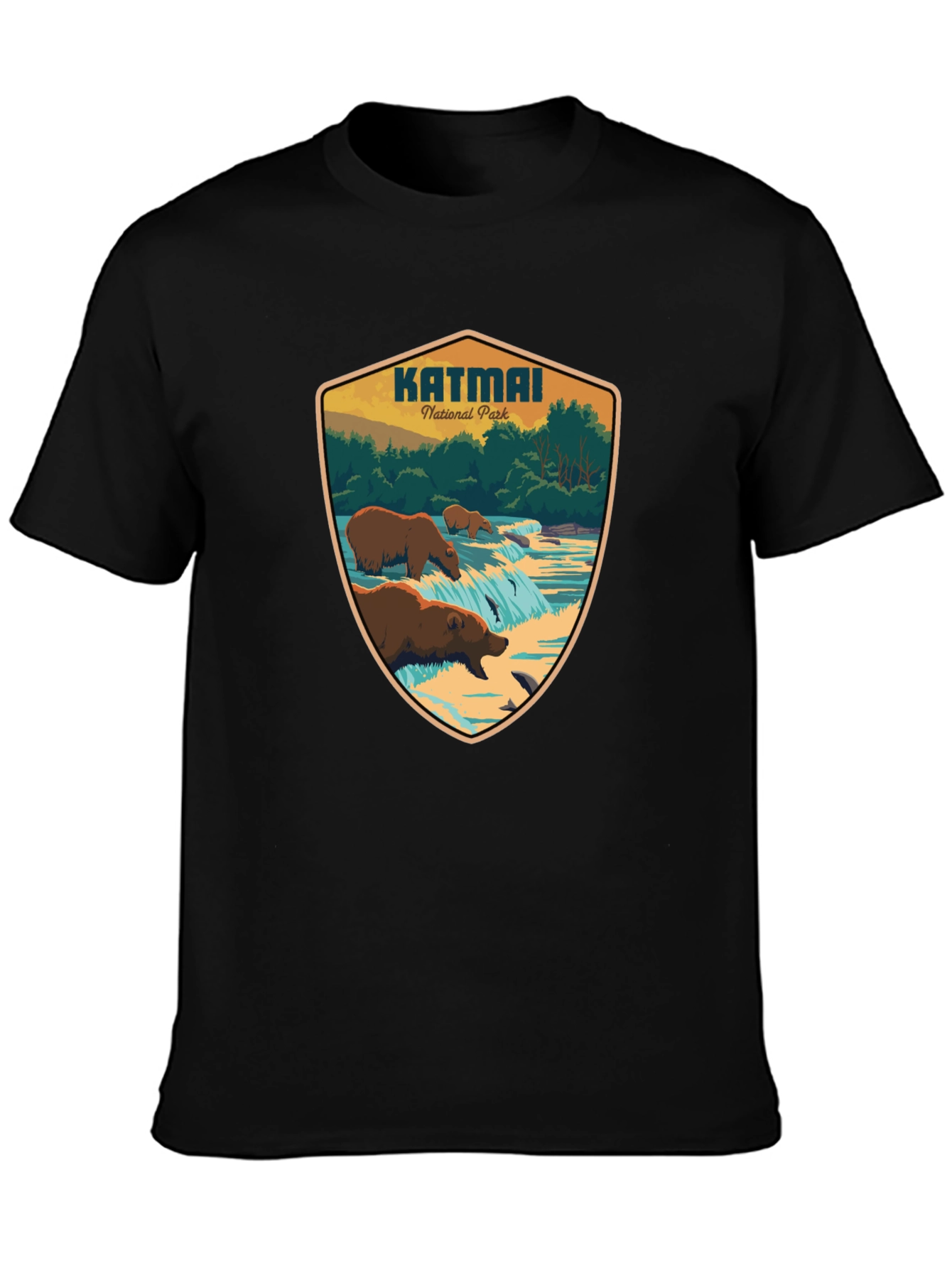 Katmai National Park Graphic Tee - Black Cotton T-Shirt