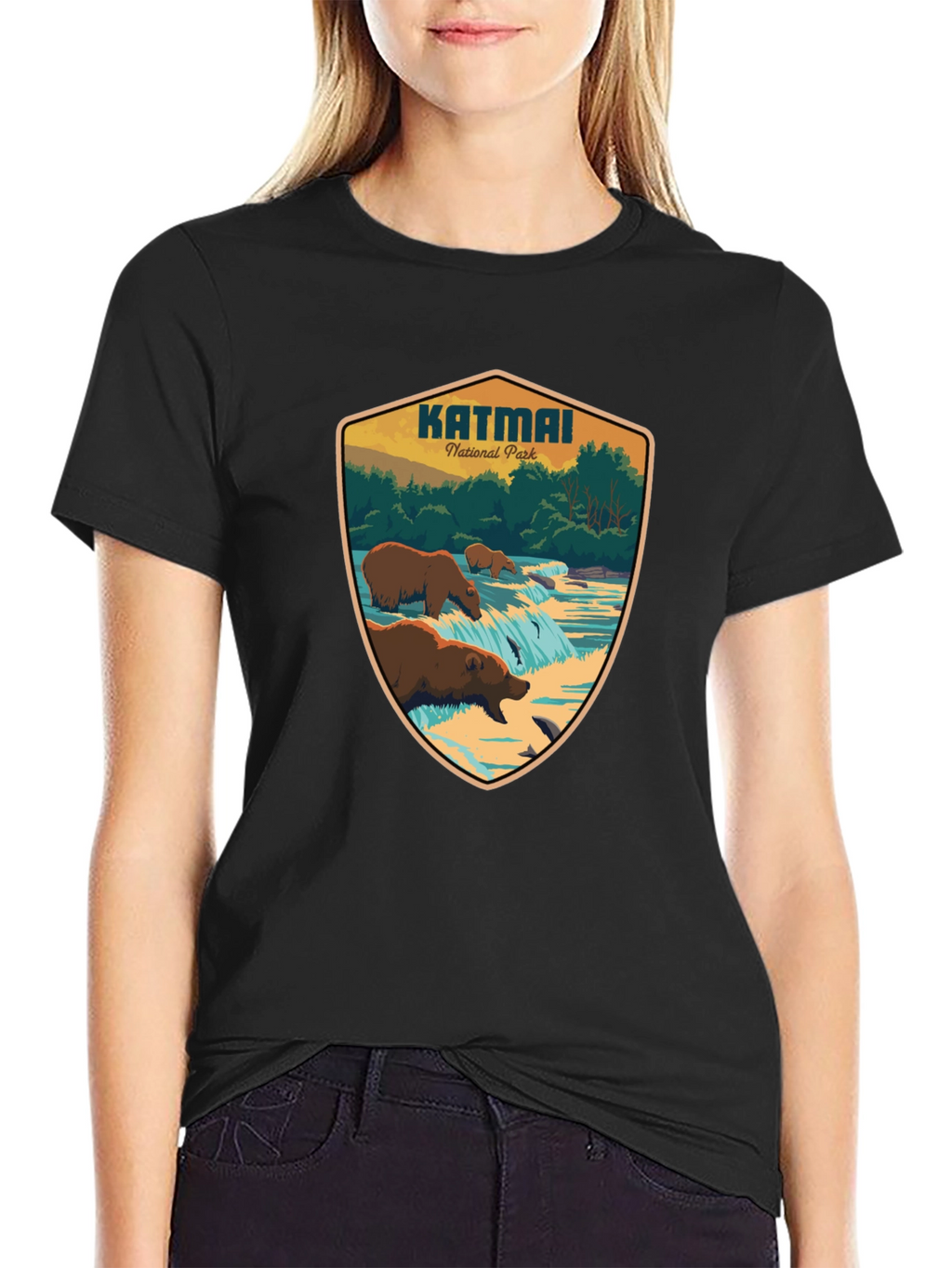 Katmai National Park Graphic Tee - Black Cotton T-Shirt