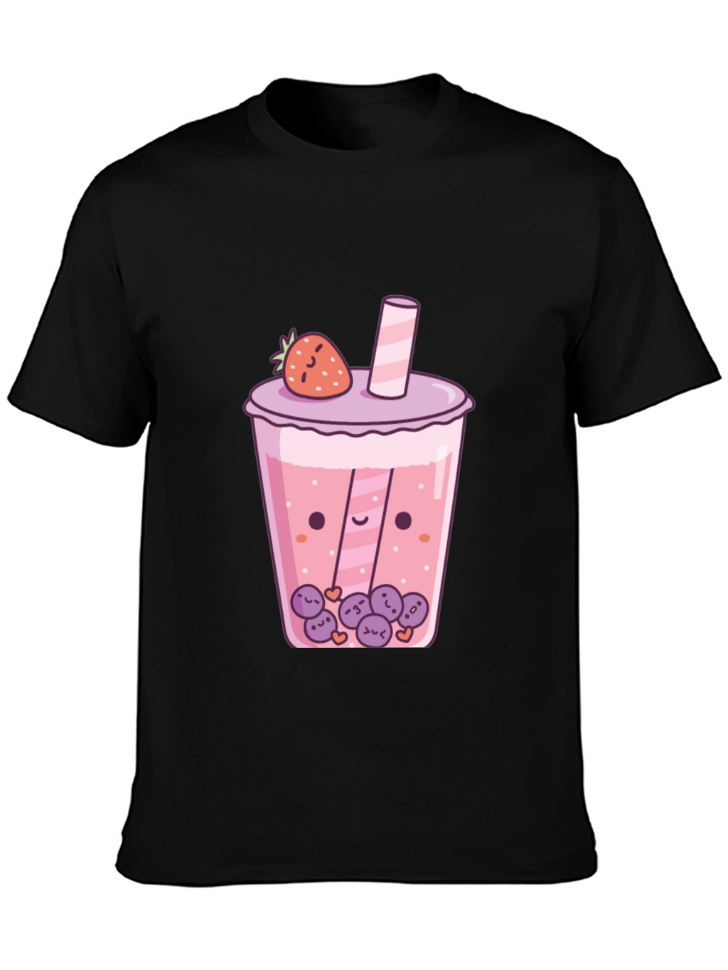 Kawaii Strawberry Boba Tea Graphic T-Shirt