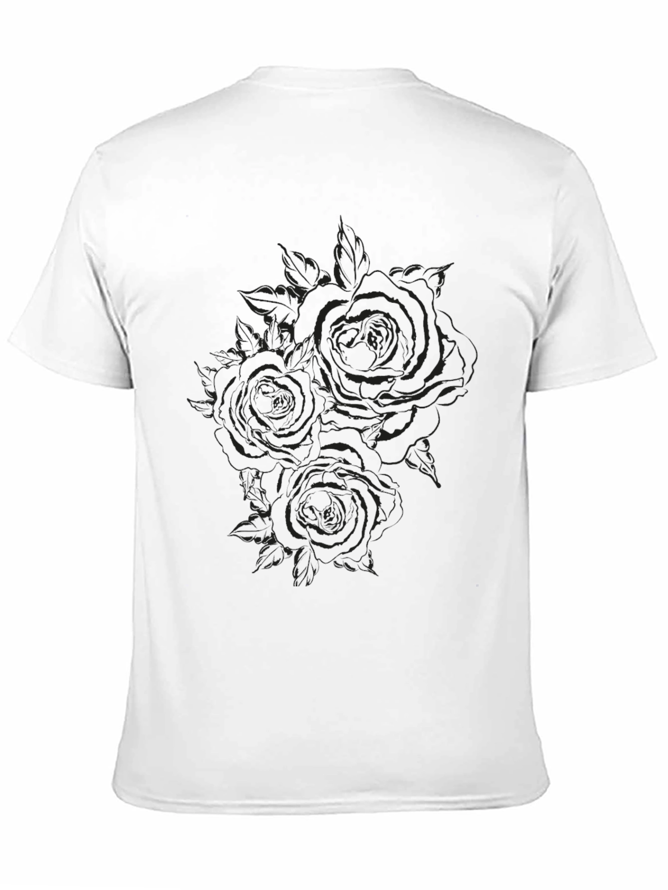 Black Rose Print Crew Neck T-Shirt