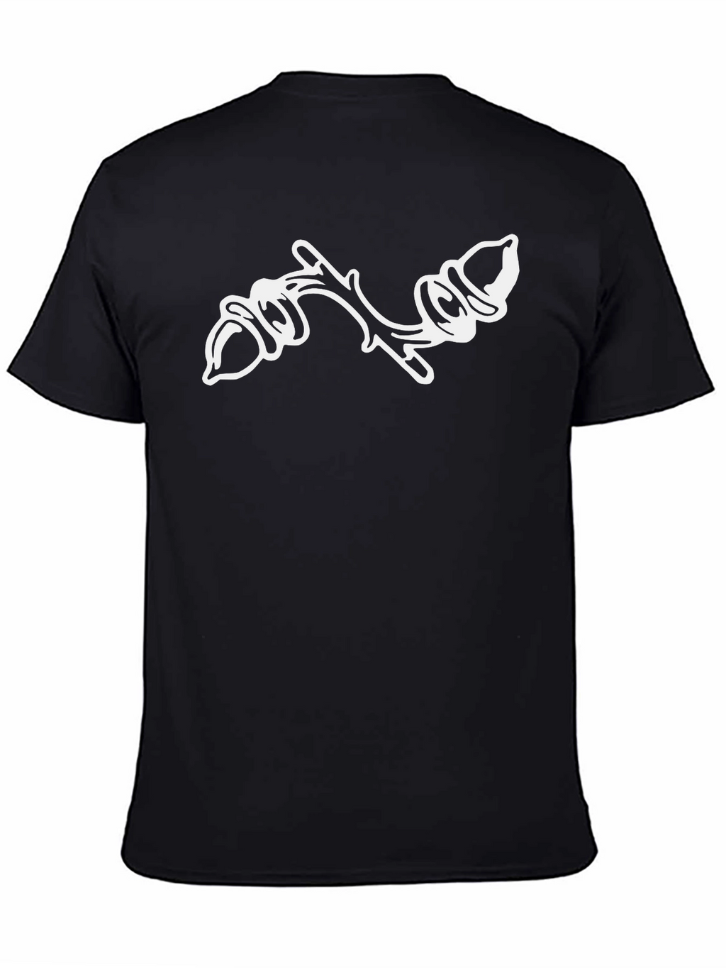 Black T-Shirt with Acorn Branch Design