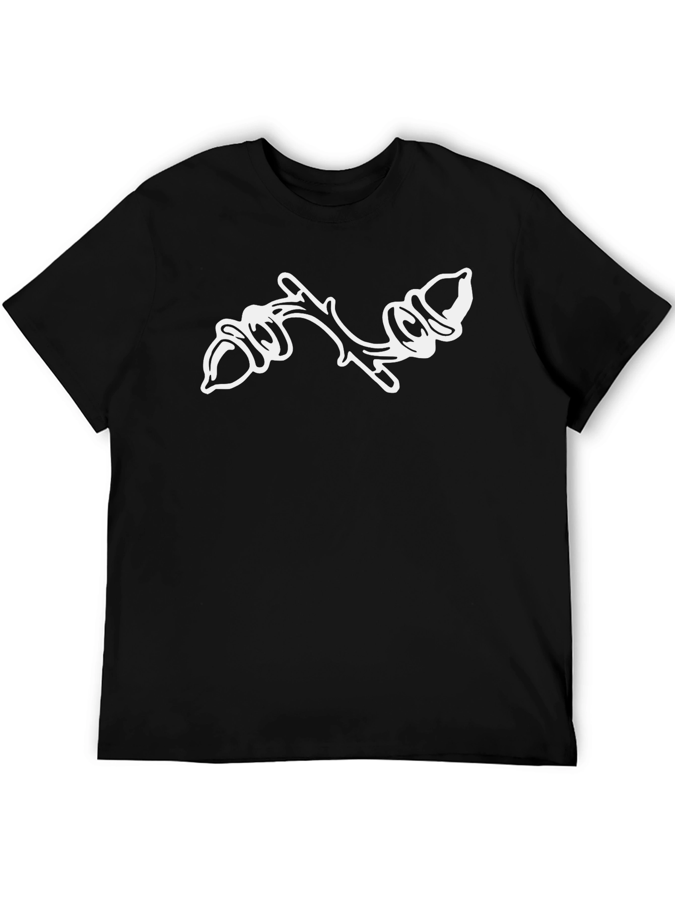 Black T-Shirt with Acorn Branch Design