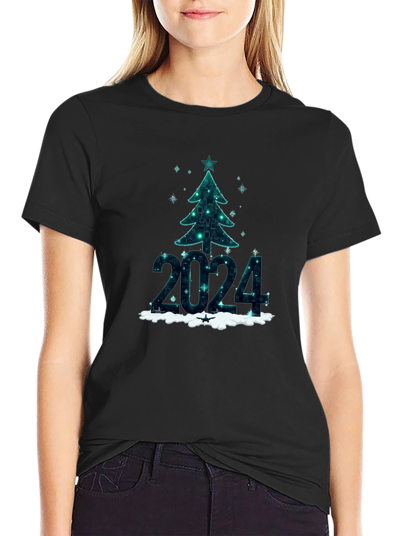 Festive 2024 Christmas Tree Graphic Tee