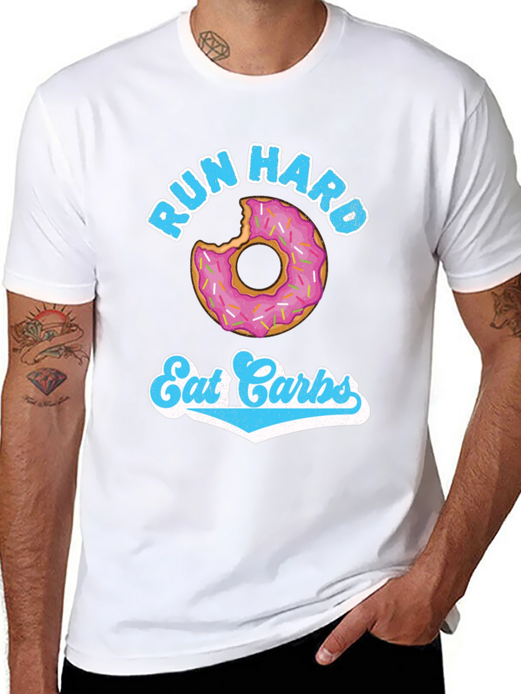 Run Hard Eat Carbs T-Shirt Funny Donut Design