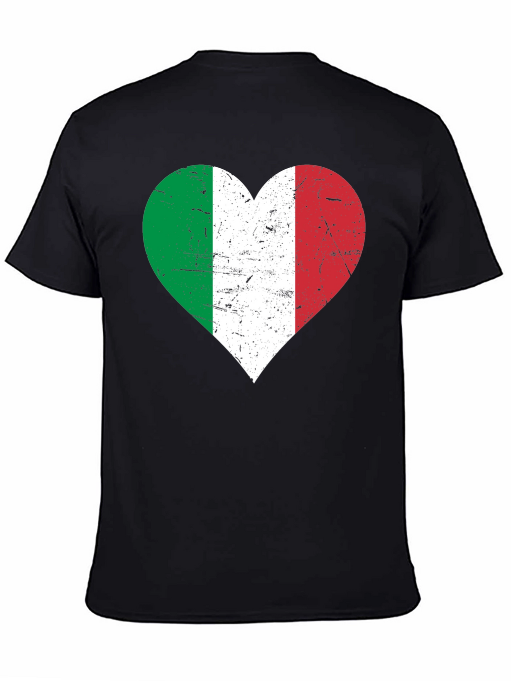Italian Flag Heart Graphic Tee - Black Casual Shirt