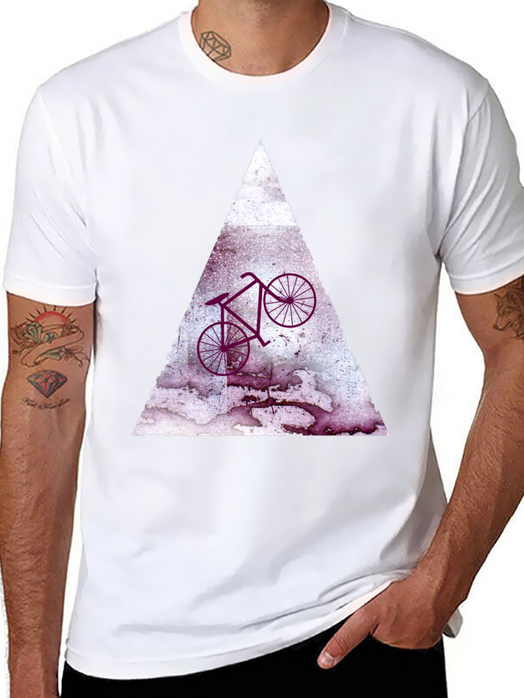 Abstract Bike Graphic Tee - Black Cotton Blend Shirt