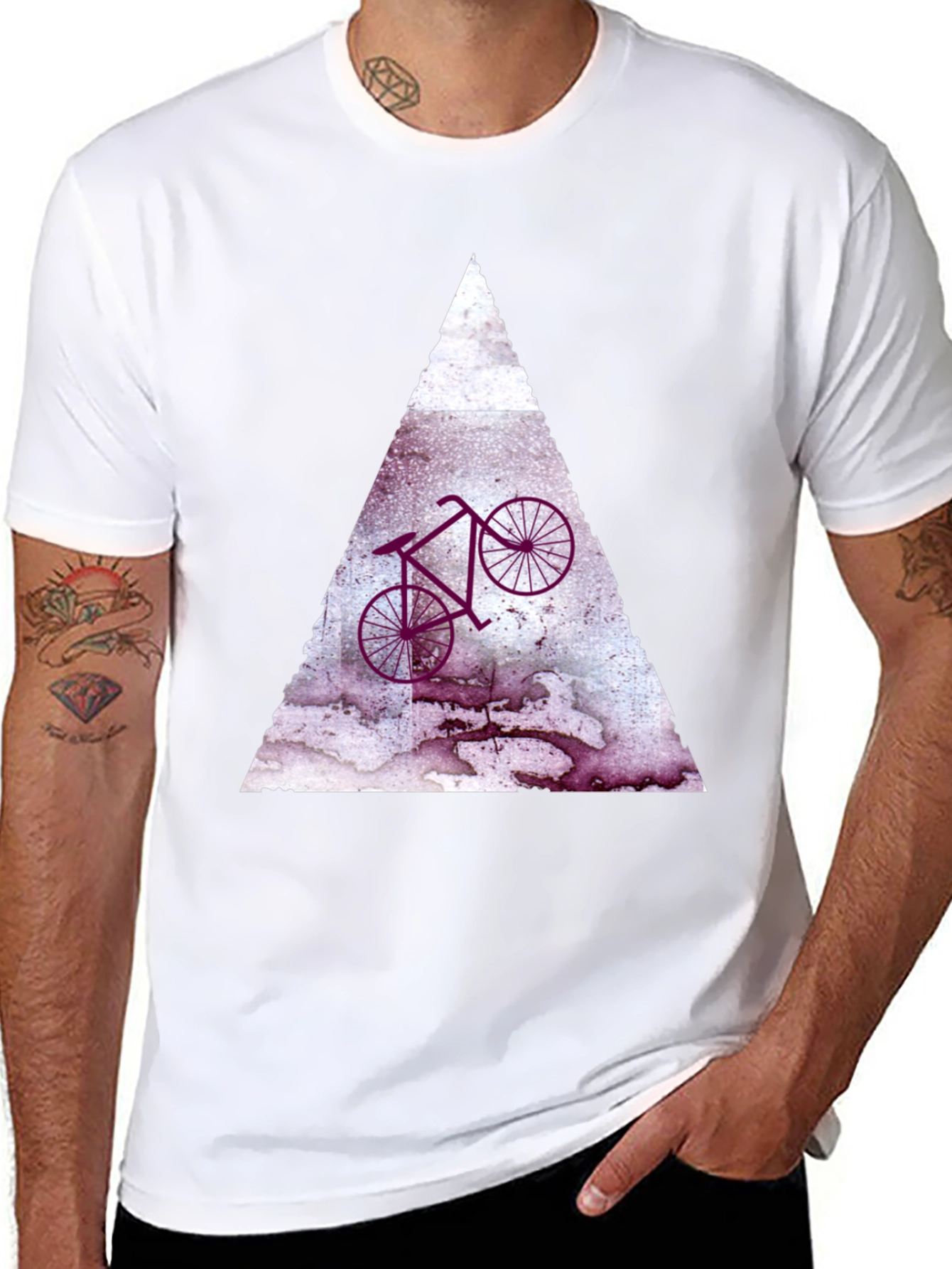 Abstract Bike Graphic Tee - Black Cotton Blend Shirt
