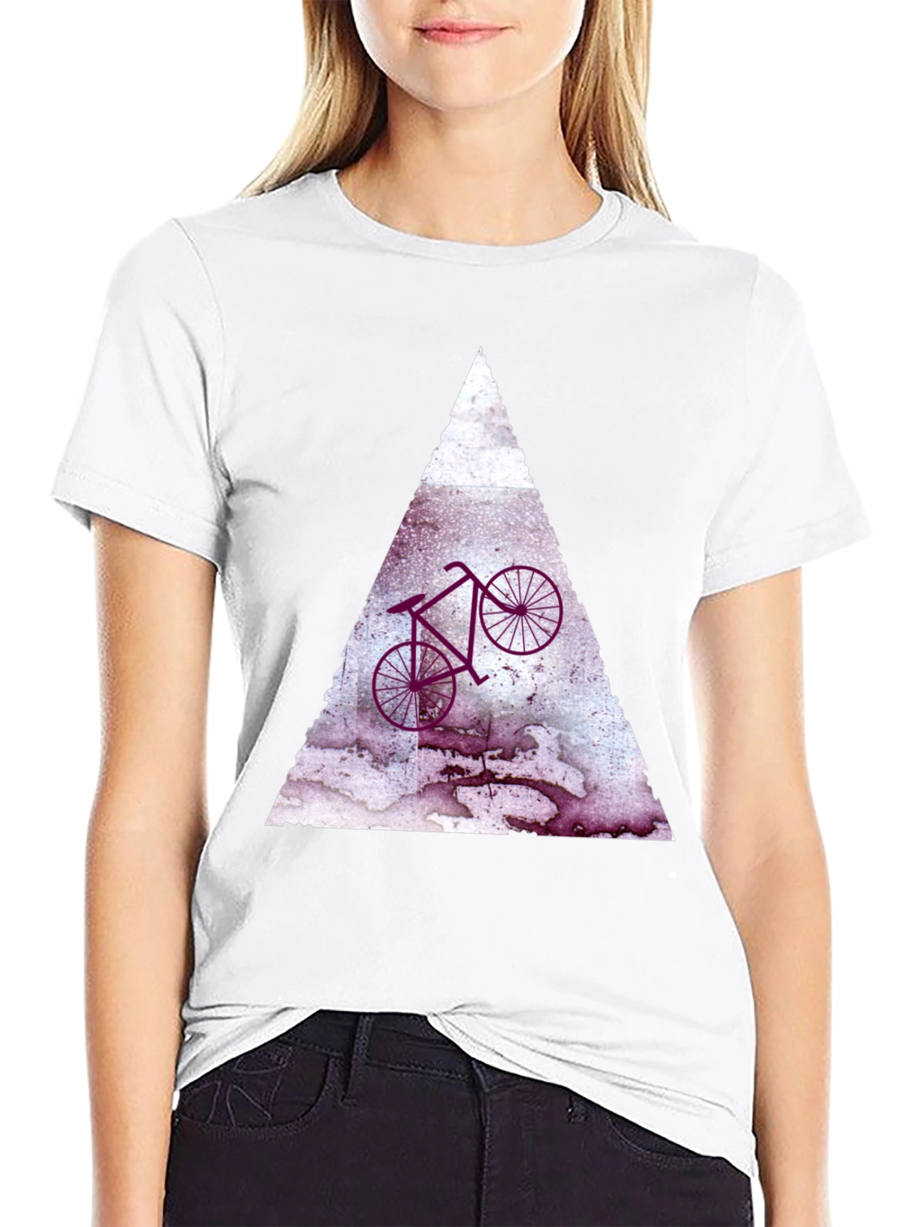 Abstract Bike Graphic Tee - Black Cotton Blend Shirt