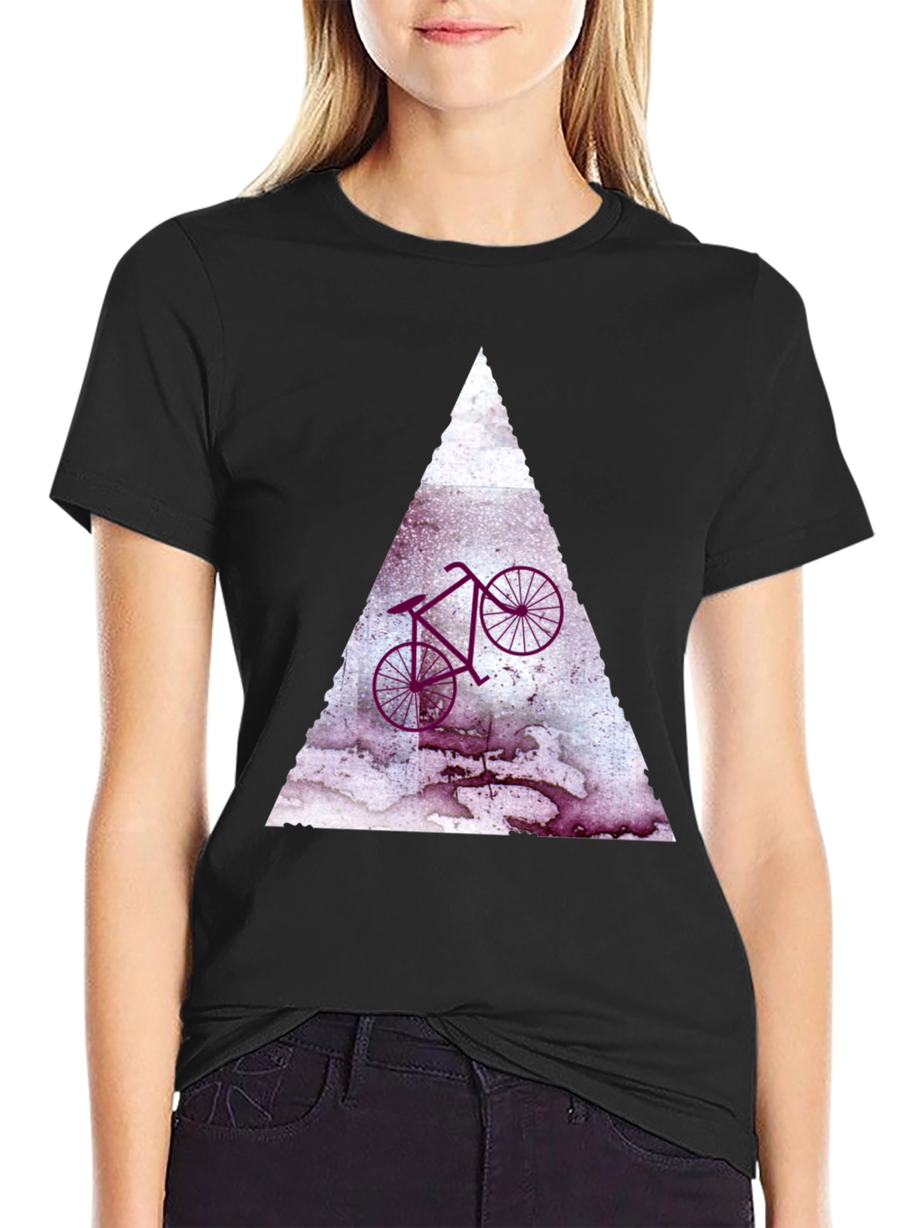 Abstract Bike Graphic Tee - Black Cotton Blend Shirt