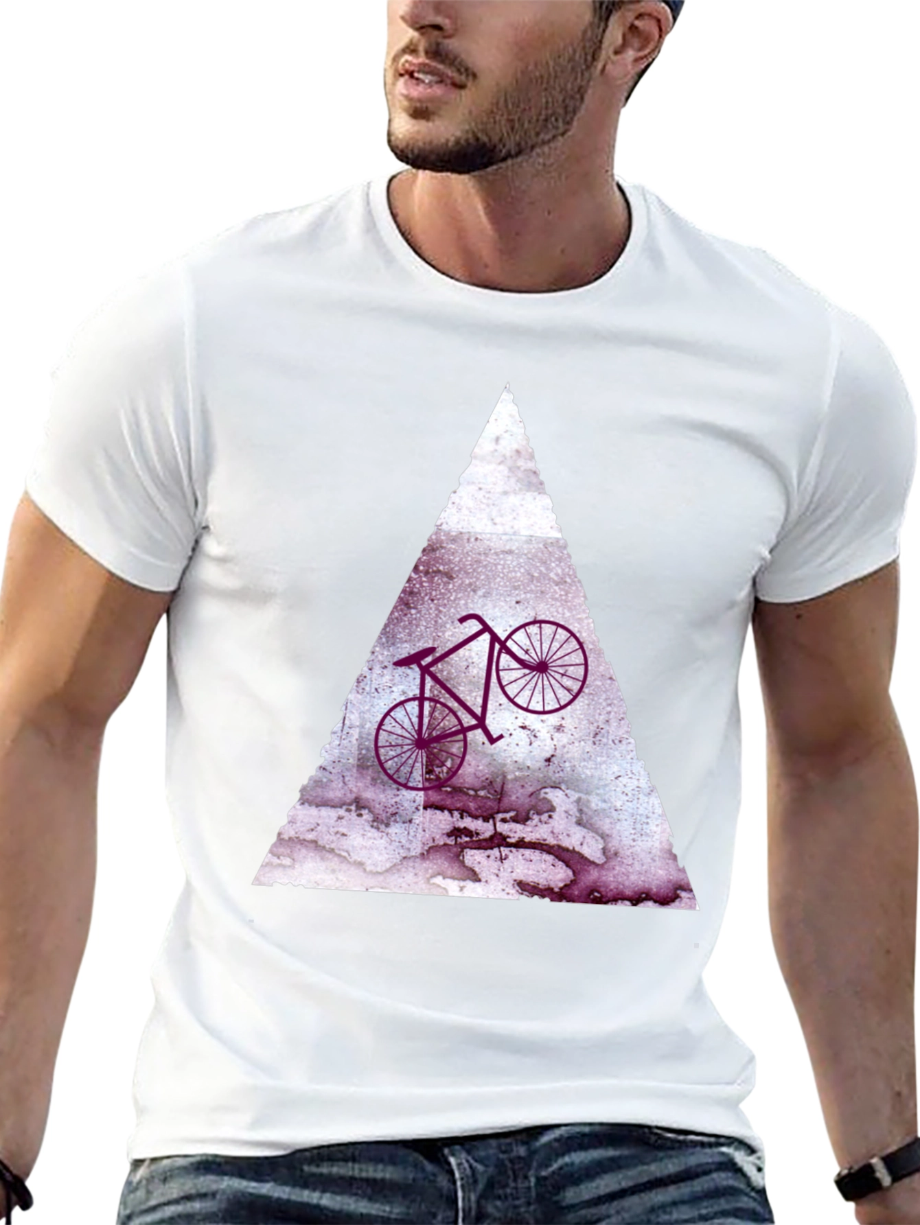 Abstract Bike Graphic Tee - Black Cotton Blend Shirt