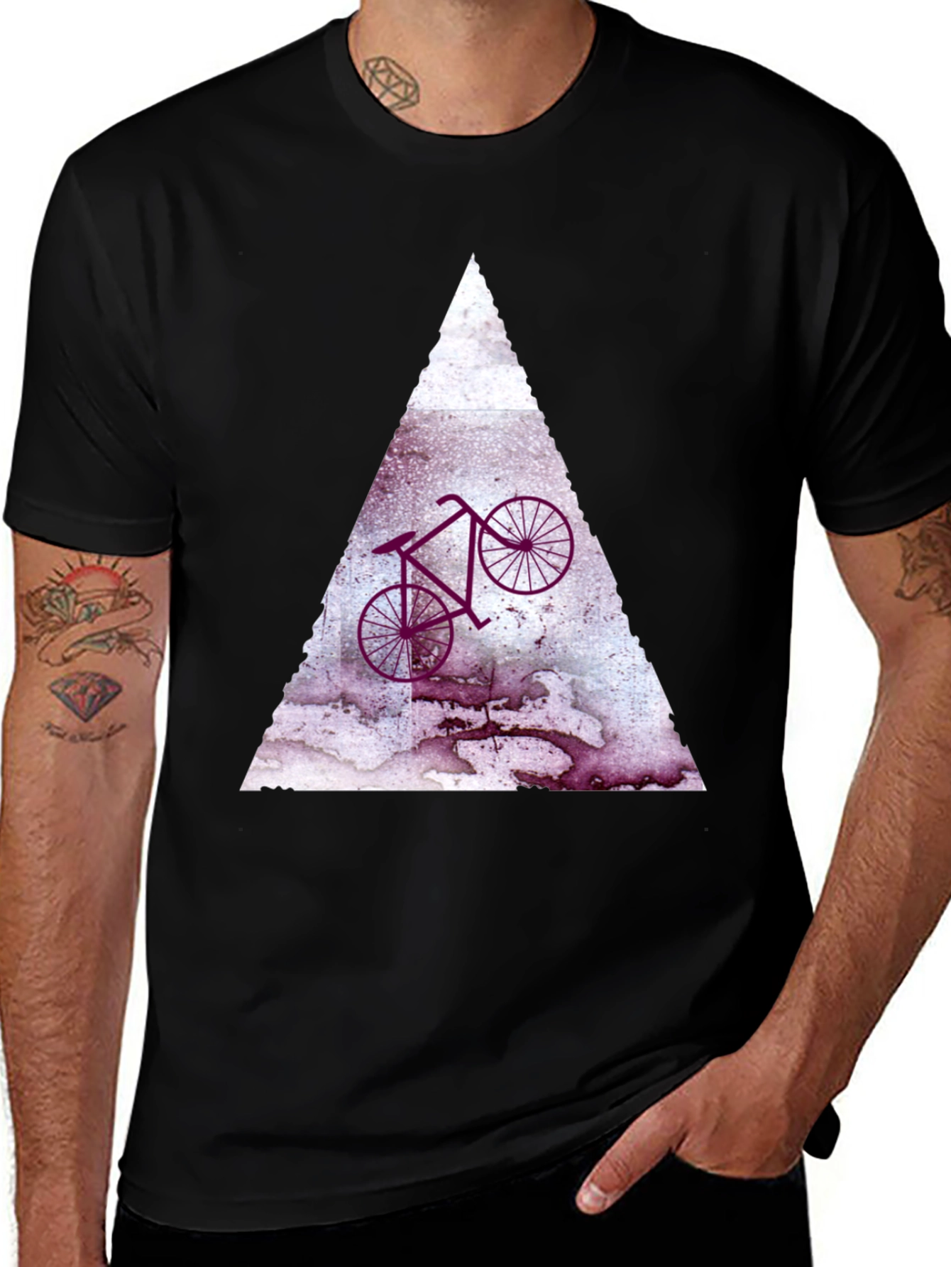 Abstract Bike Graphic Tee - Black Cotton Blend Shirt