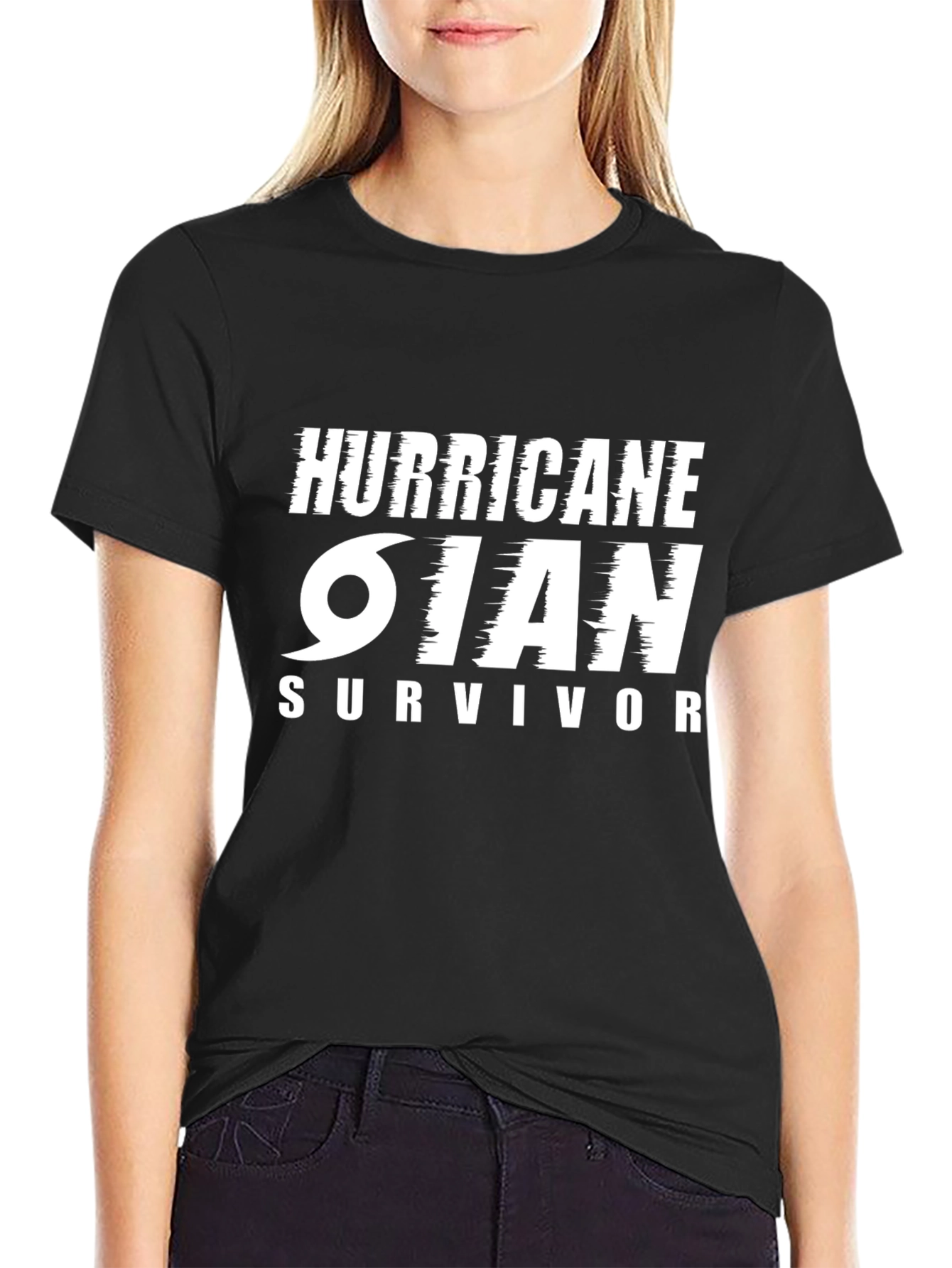 Hurricane Ian Survivor T-Shirt Black Cotton