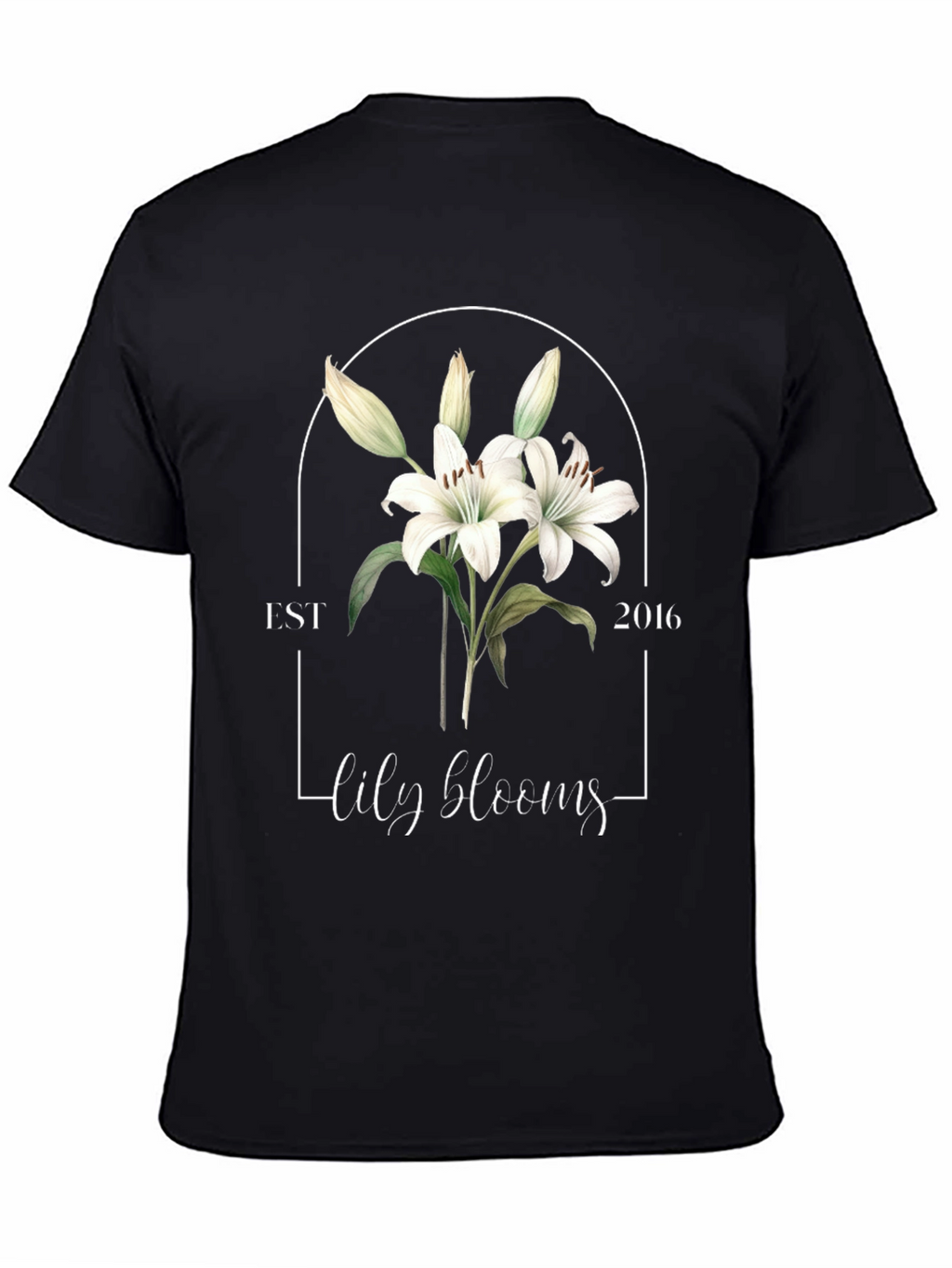 Lily Blooms Est 2016 Black T-Shirt